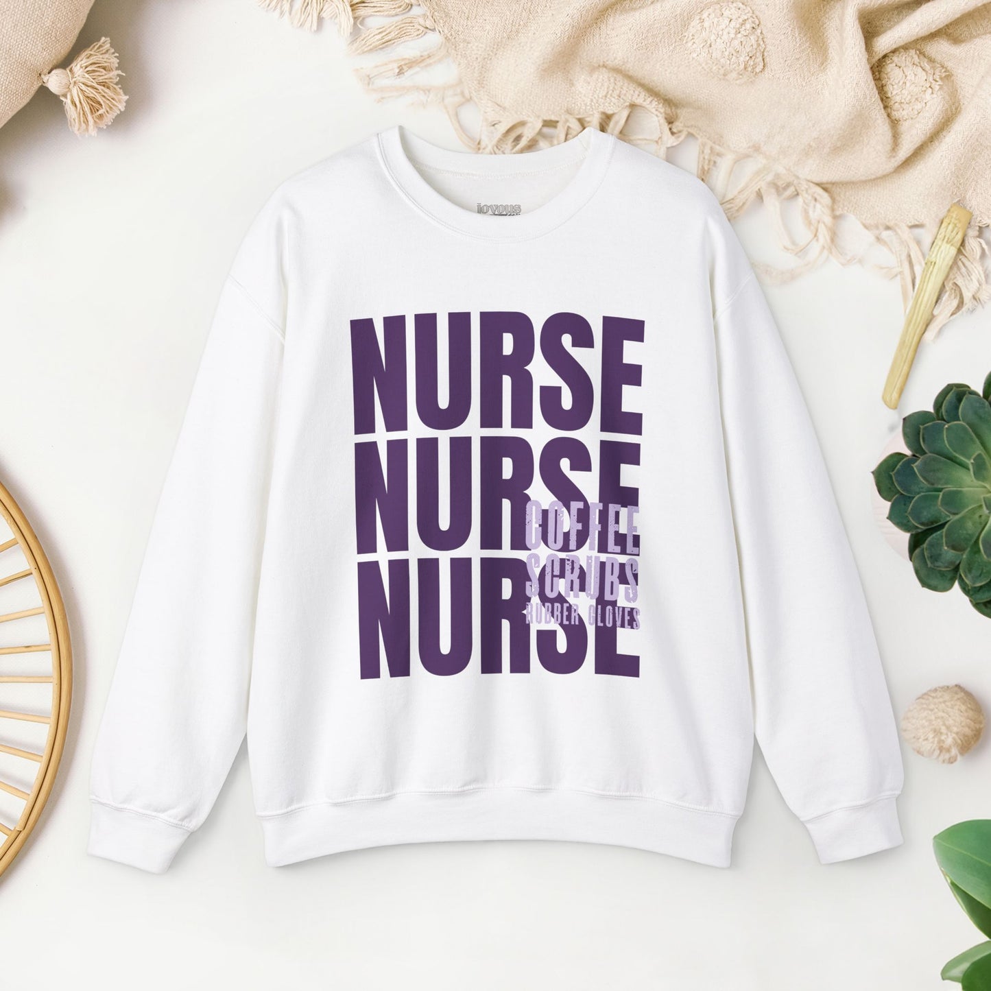 Purple Nurse Sweatshirt - Coffee Scrubs Rubber Gloves Shirt