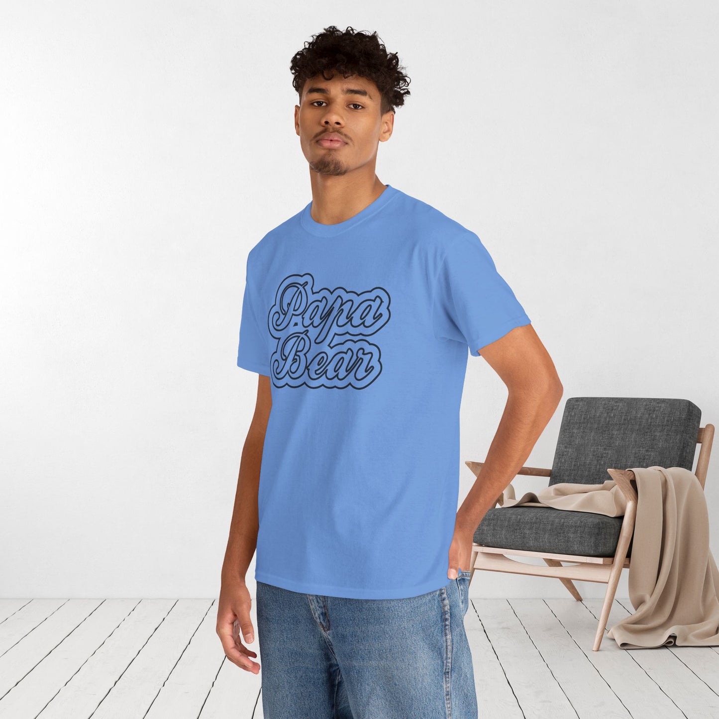 Papa Bear Heavy Cotton Tee - Gift for Dad for Father's Day