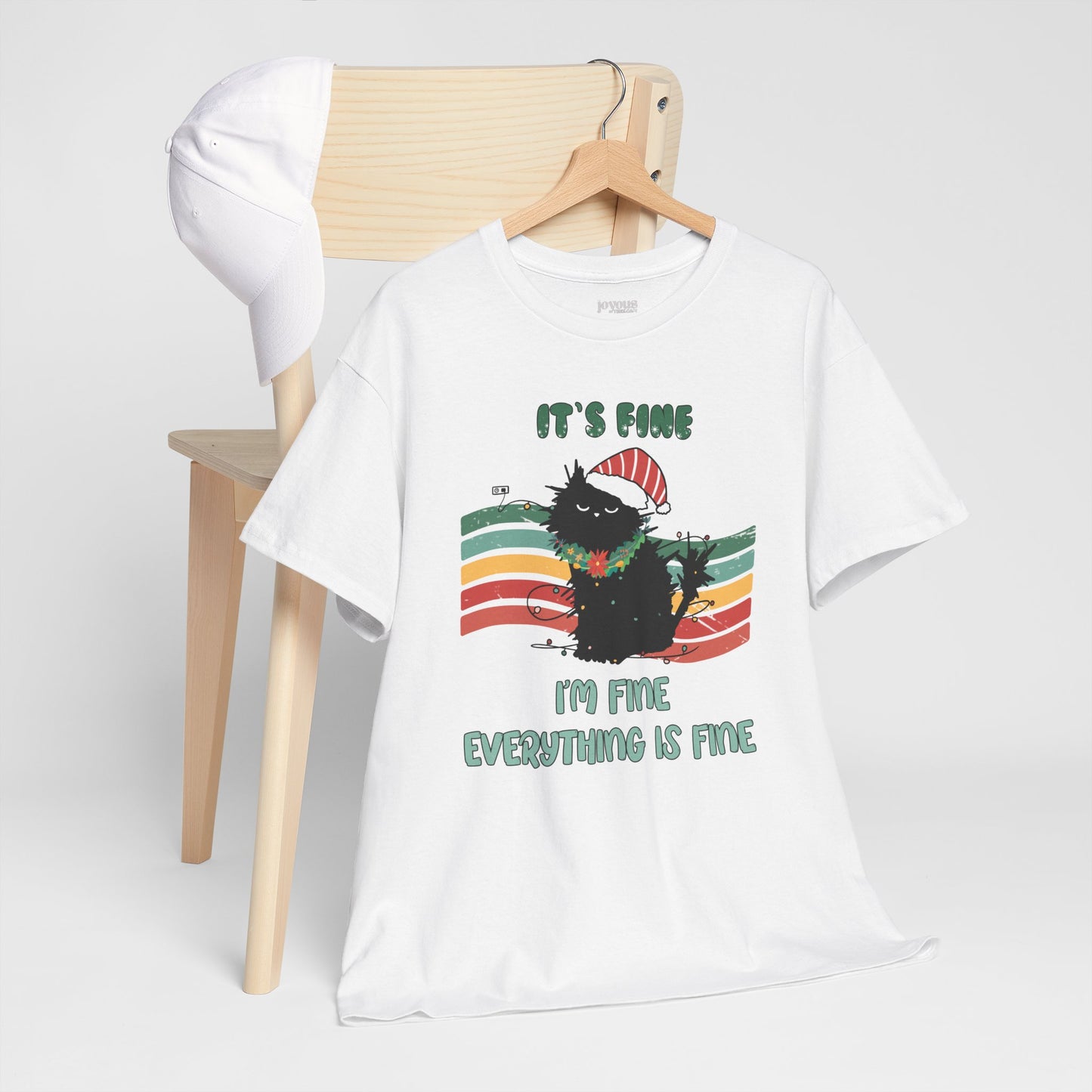 It's Fine Funny Cat Christmas Heavy Cotton Tee - Cat Lovers Christmas Gift