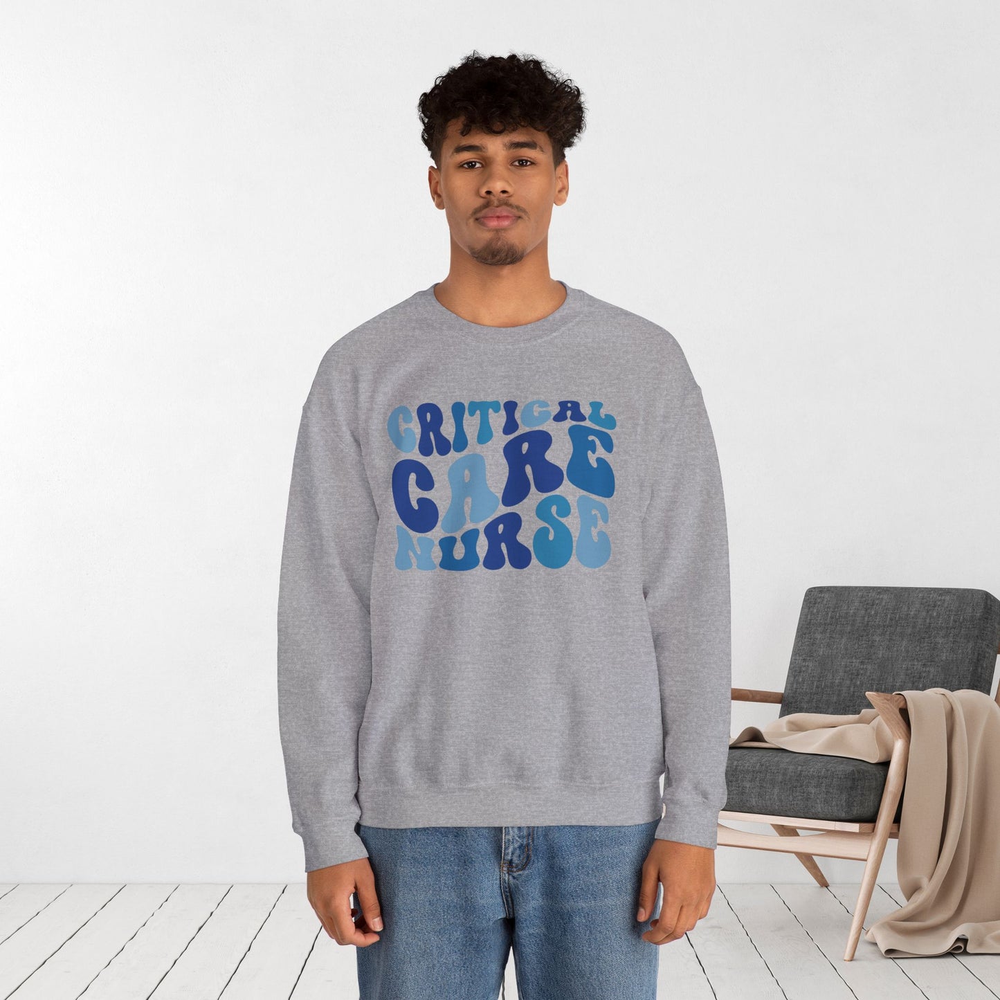 Groovy Blue Critical Care Nurse Sweatshirt
