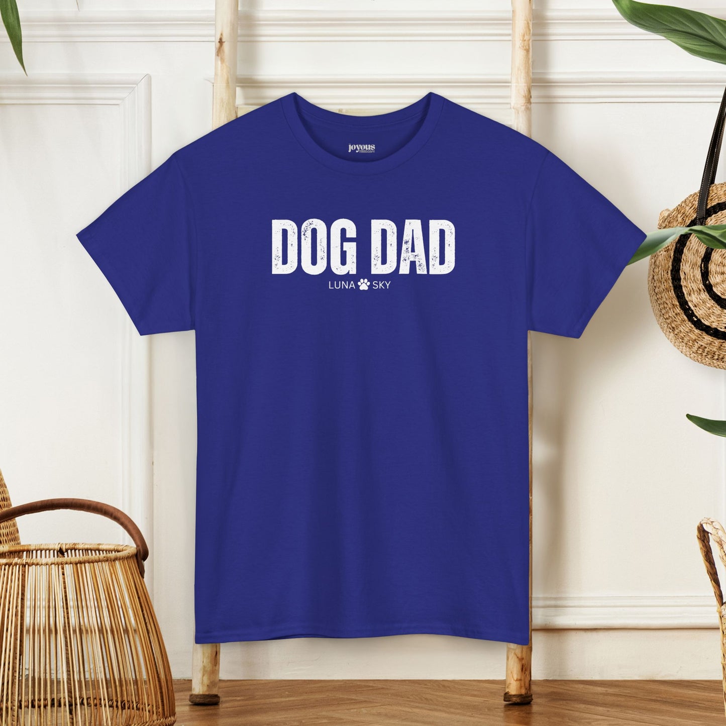 Custom Dog Dad Heavy Cotton Tee with Dogs Name - Personalized Dog Lover Gift