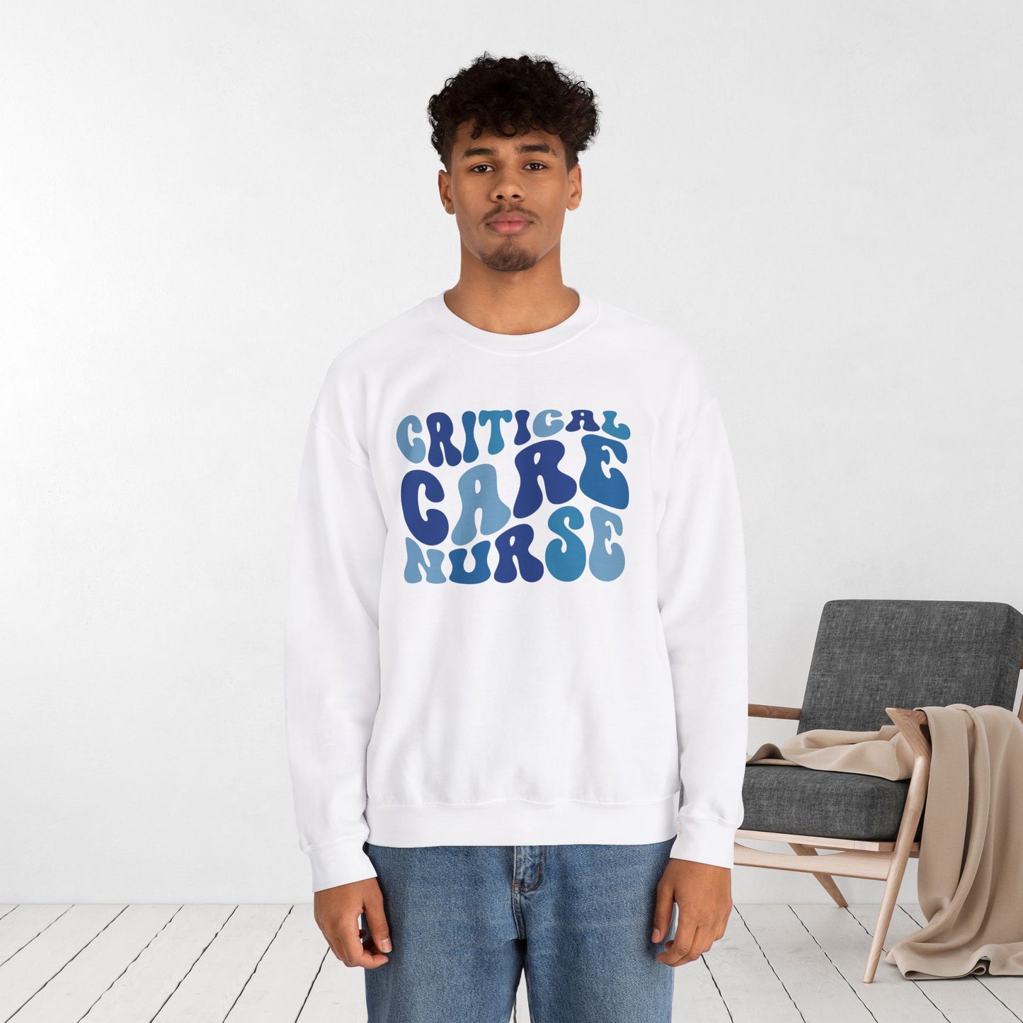Groovy Blue Critical Care Nurse Sweatshirt