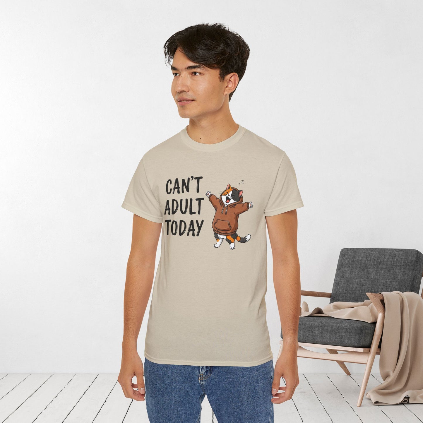 Can't Adult Today Funny Cat Ultra Cotton Tee