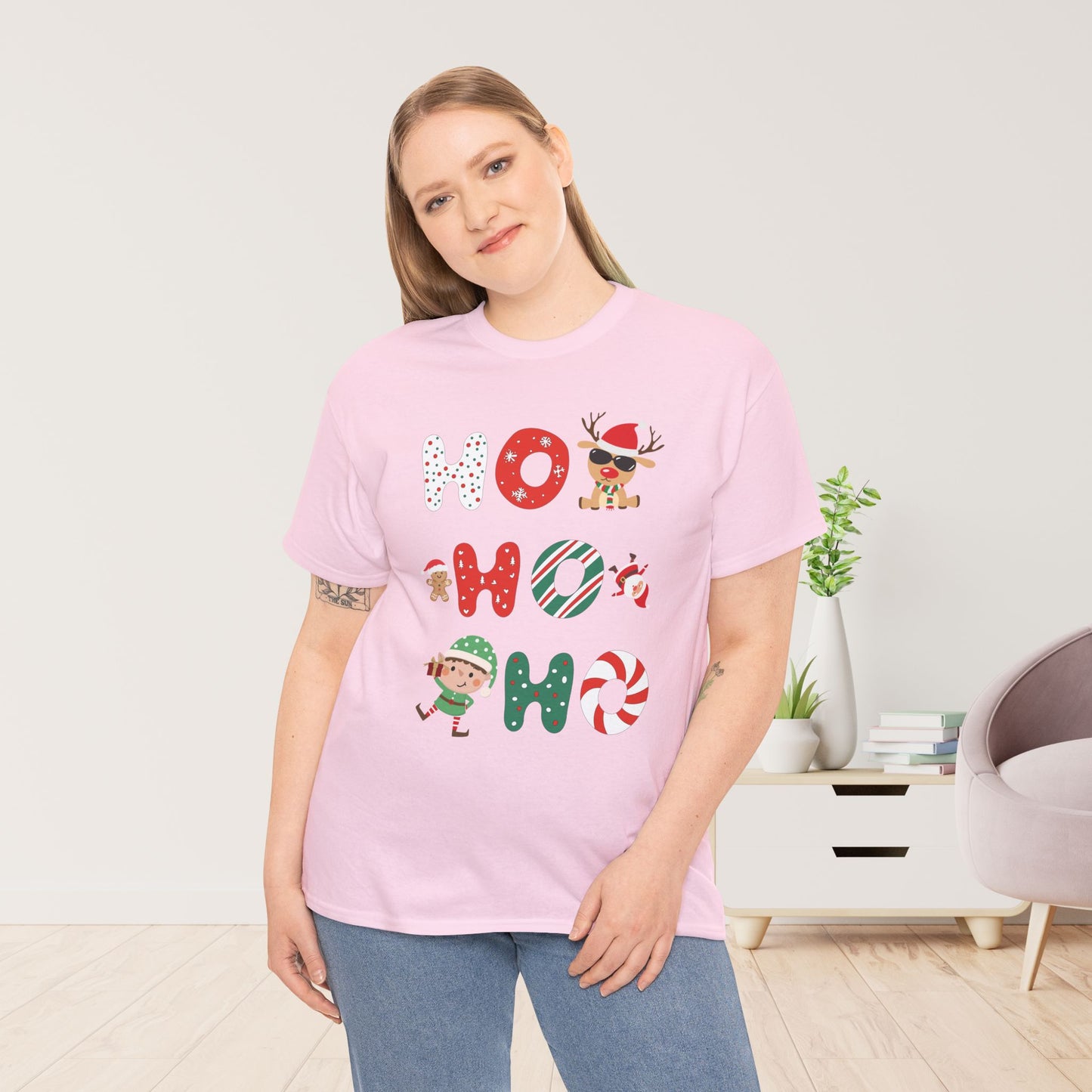 Ho Ho Ho Christmas Shirt - Matching Family Christmas Heavy Cotton Tee