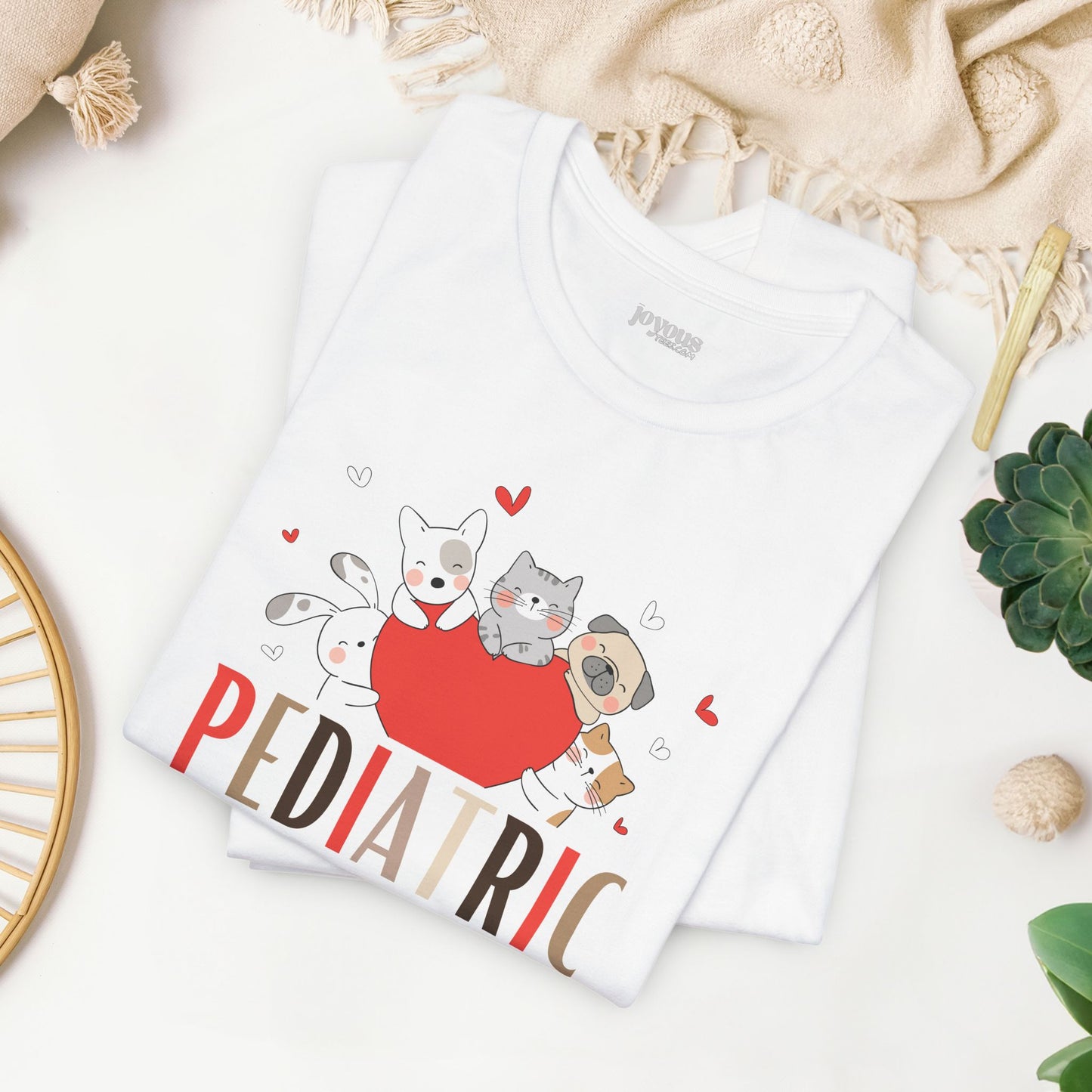 Pediatric Nurse Soft Cotton Tee with Cute Dogs and Cats for PEDS Nurse