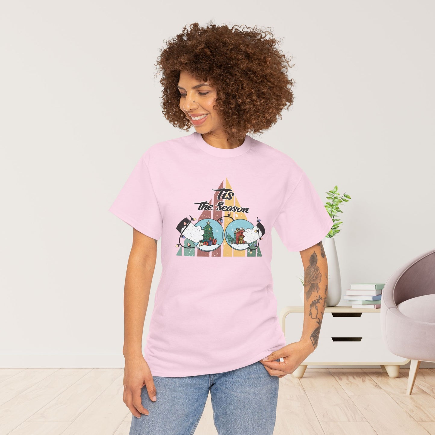 Tis The Season Funny Cat Christmas Heavy Cotton Tee - Cat Lovers Christmas Gift