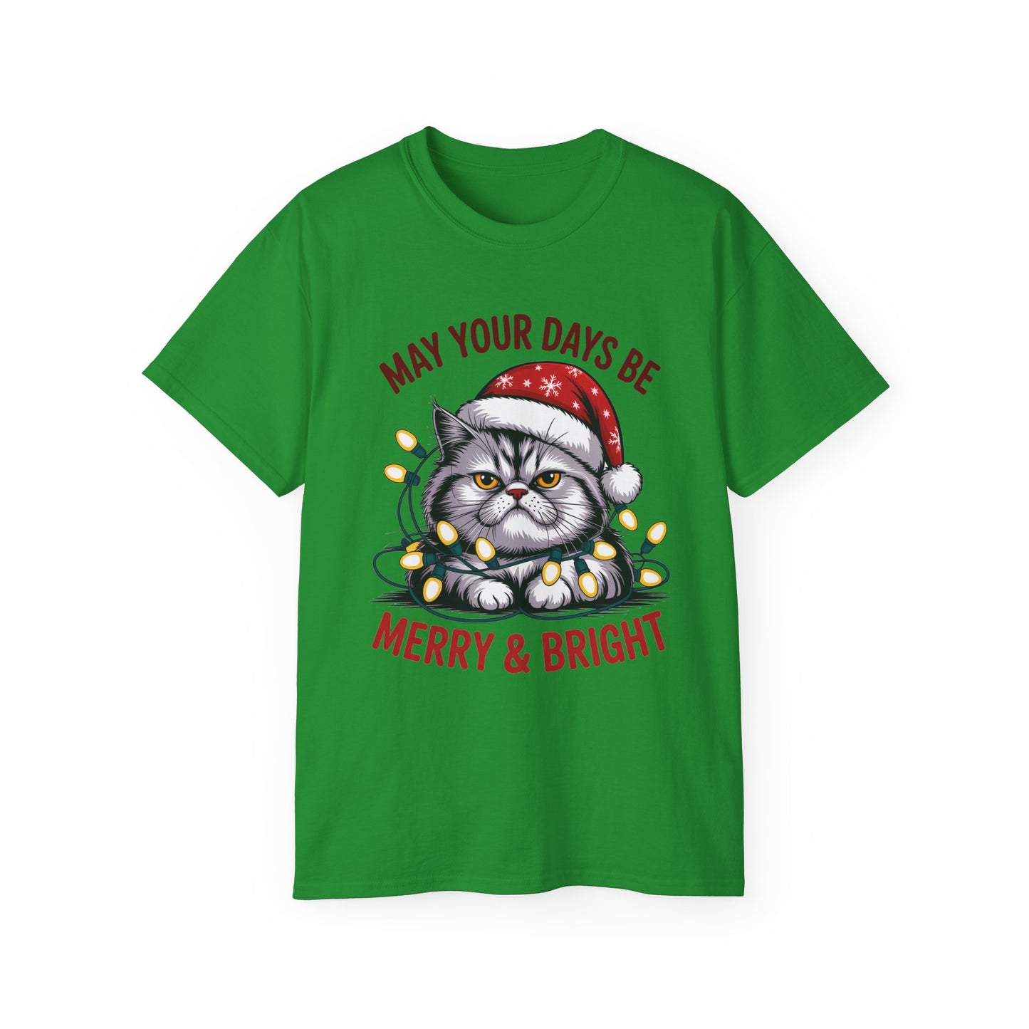 May Your Days Be Merry & Bright Christmas Cat Ultra Cotton Tee