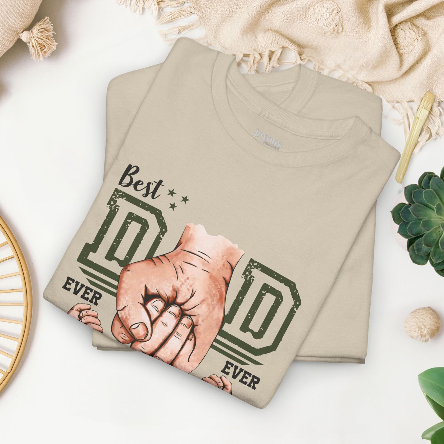 Custom Dad Heavy Cotton Tee with Kids Name - Personalized Gift for Dad