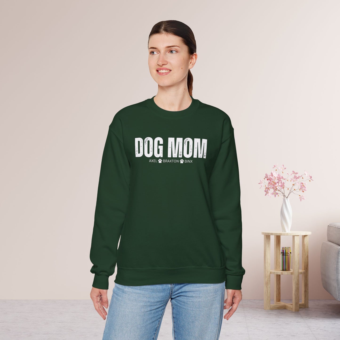 Custom Dog Mom Sweatshirt with Dogs Name - Personalized Gift for Dog Mom