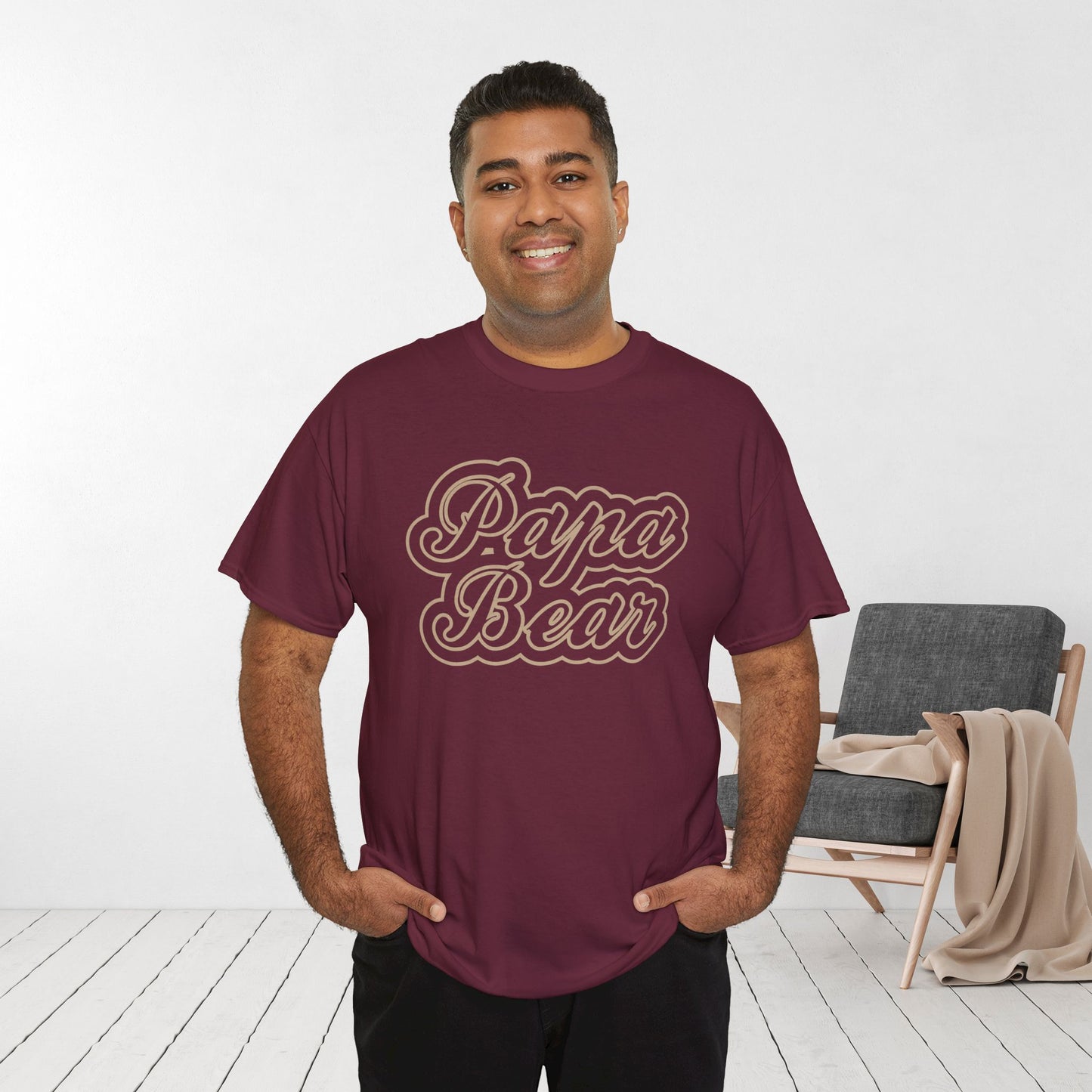 Papa Bear Heavy Cotton Tee - Gift for Dad for Father's Day