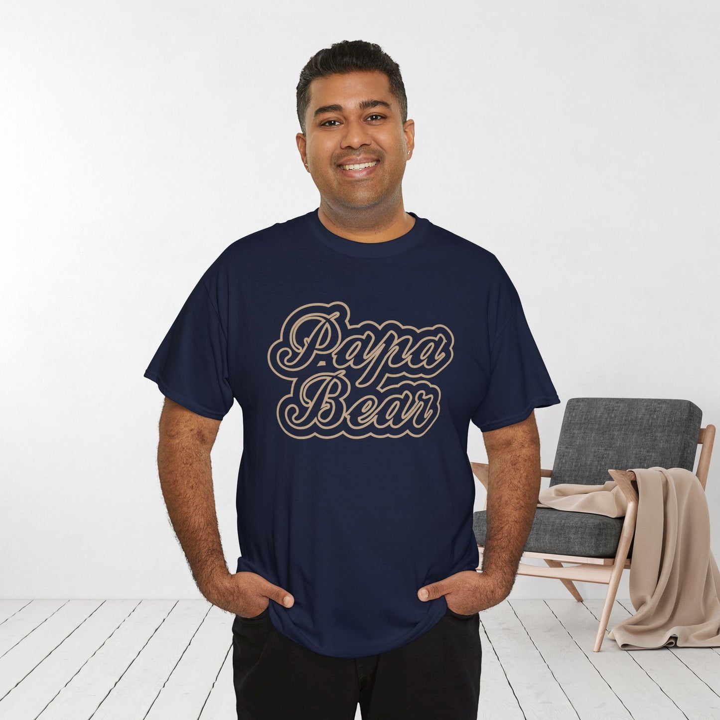 Papa Bear Heavy Cotton Tee - Gift for Dad for Father's Day
