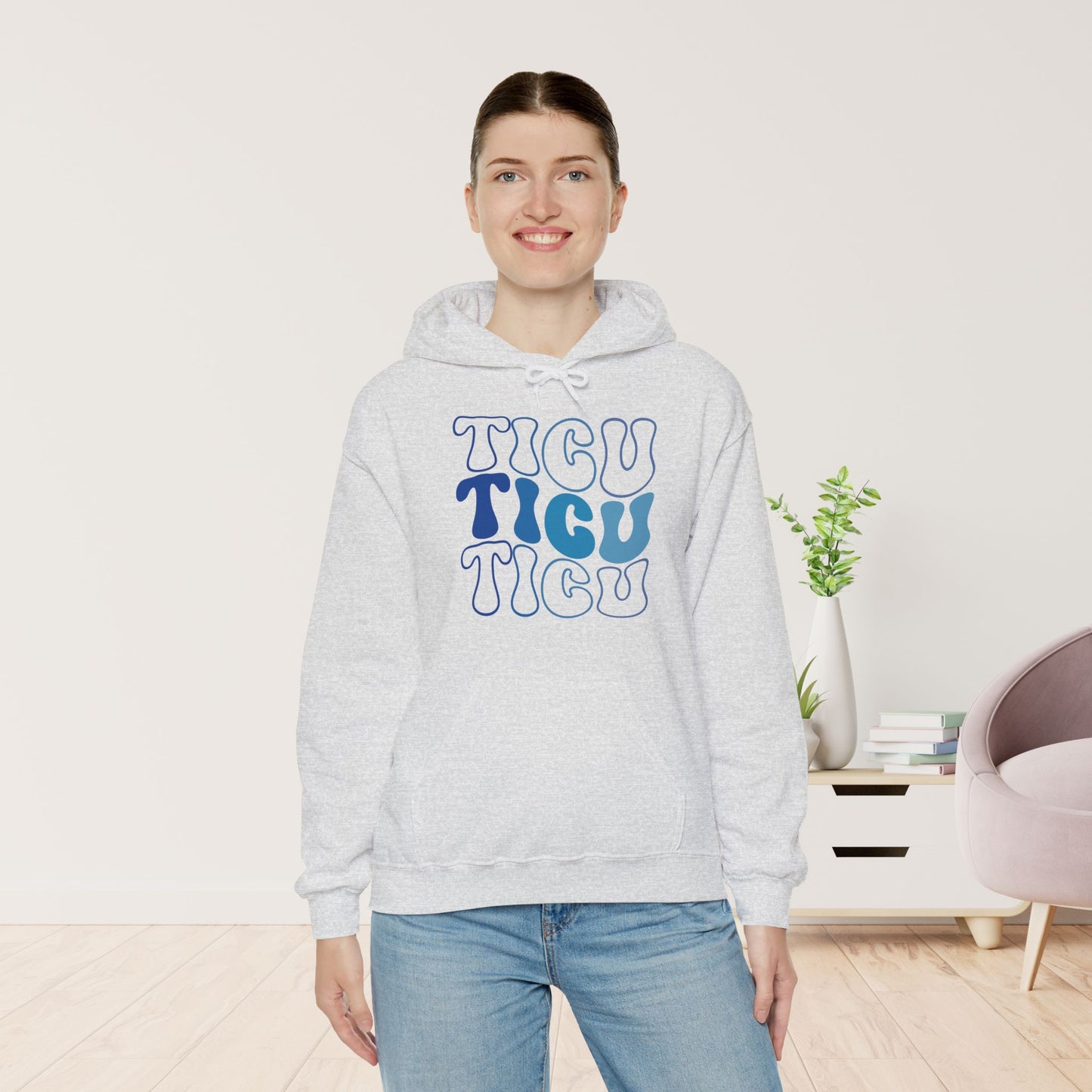 Groovy Blue TICU Hoodie - Trauma ICU Nurse Hoodie