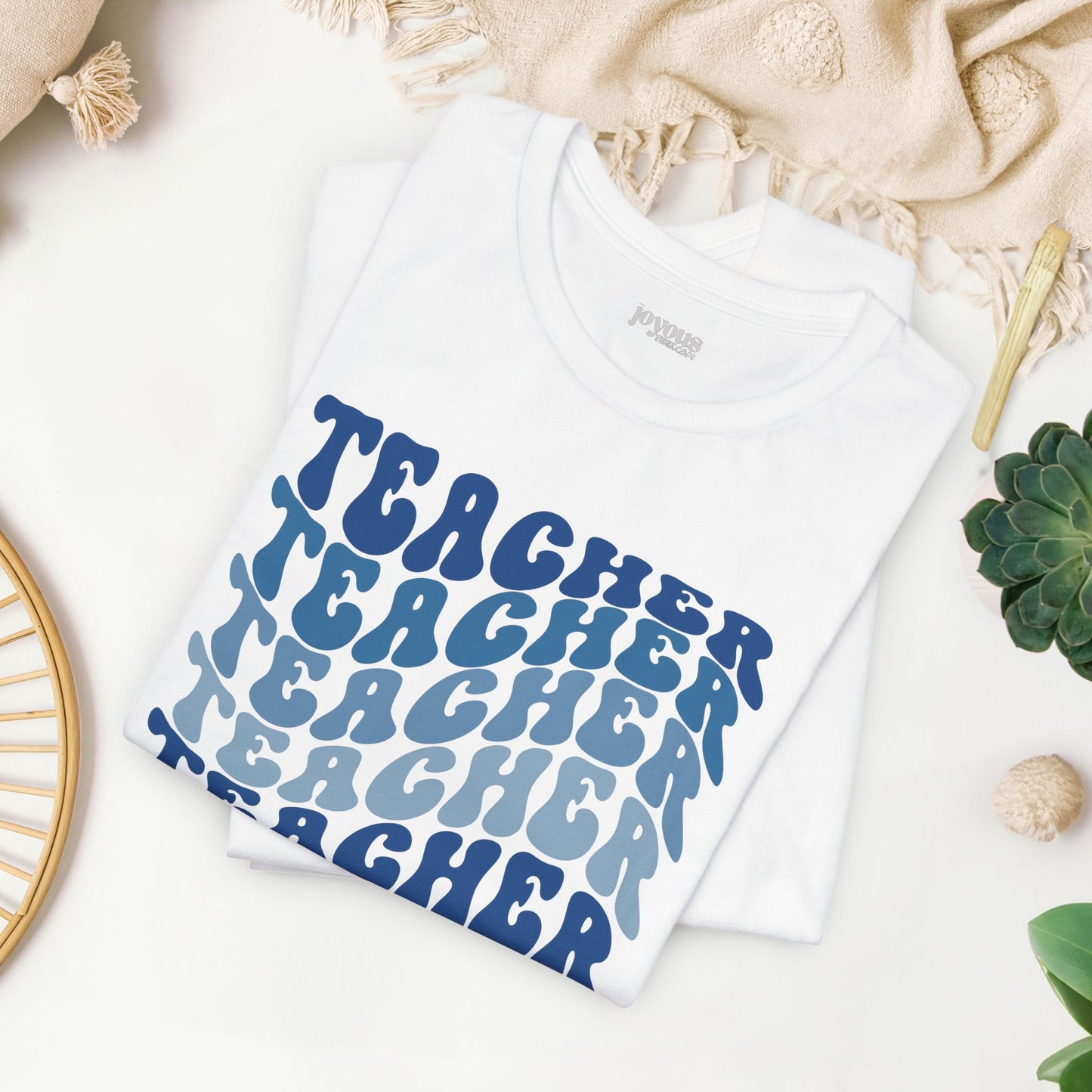 Groovy Blue Teacher Shirt - Retro School Teacher Soft Cotton Tee
