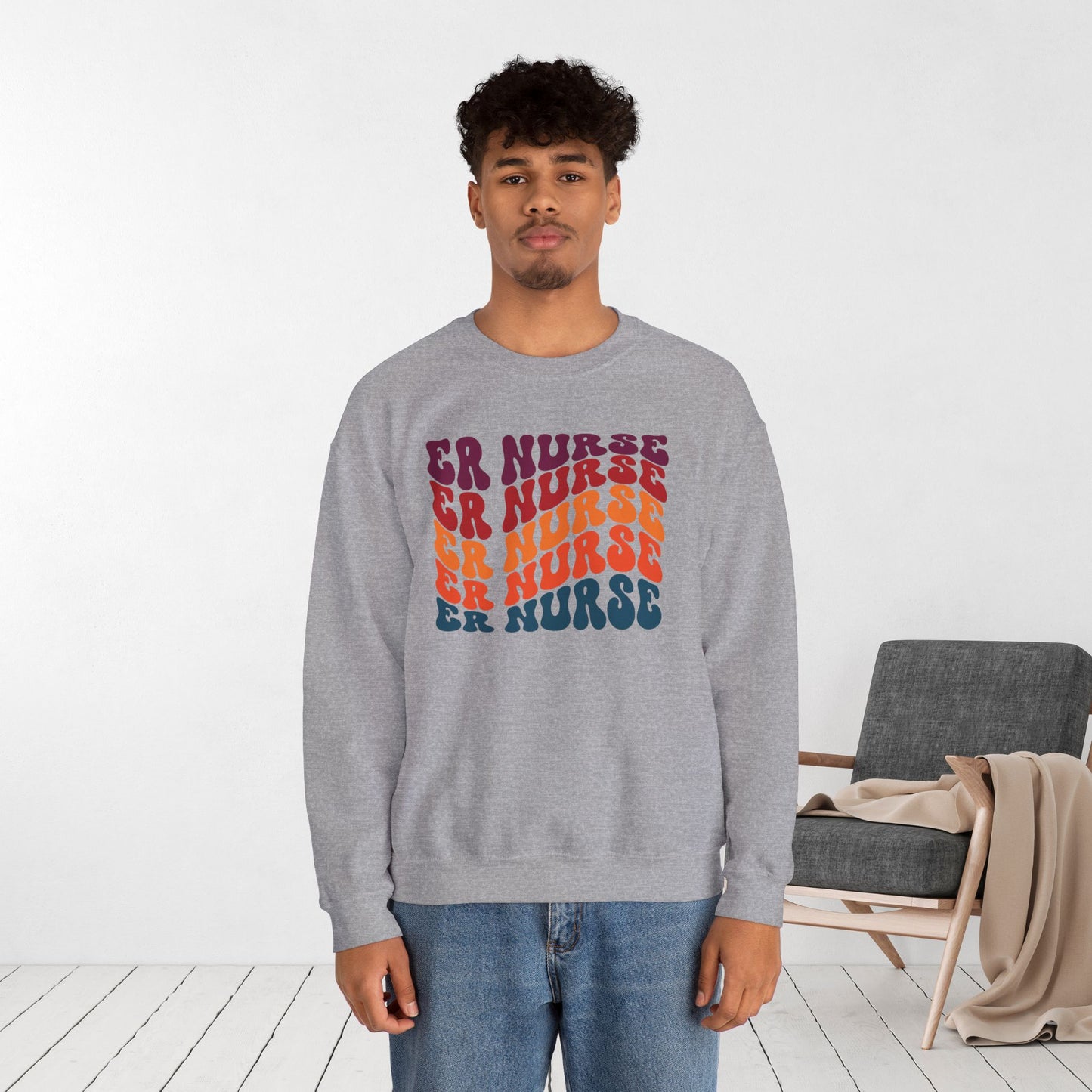 Groovy Fall ER Nurse Sweatshirt - Emergency Nurse Pullover