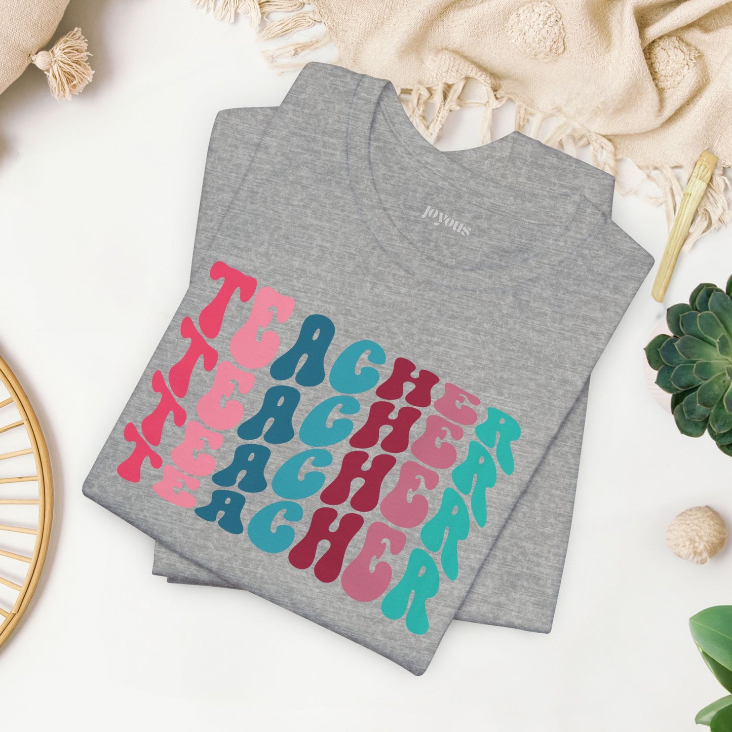 Groovy Colorful Teacher Soft Cotton Tee for School Teachers