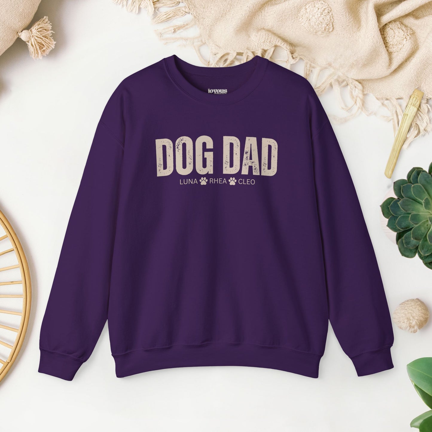 Custom Dog Dad Sweatshirt with Dogs Name - Personalized Gift for Dog Dad