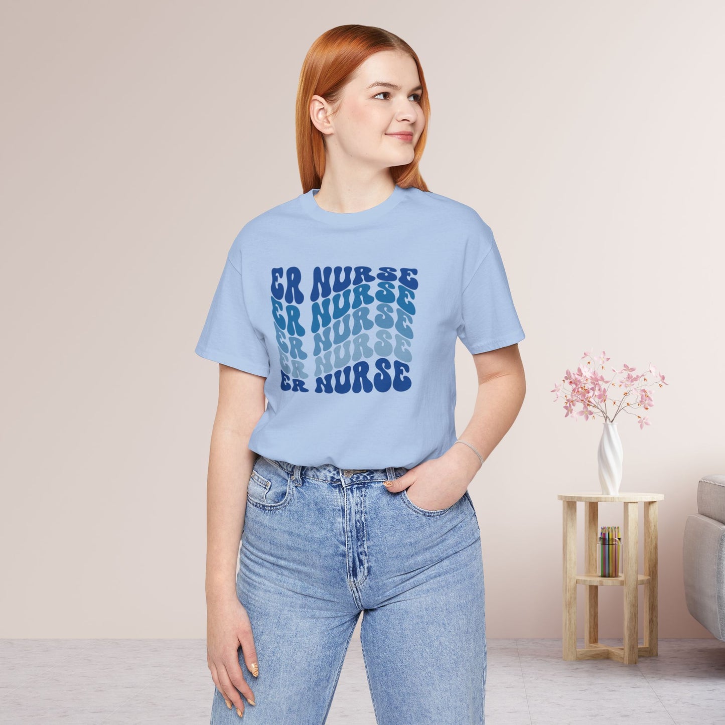 Groovy Blue ER Nurse Shirt - Emergency Nurse Soft Cotton Tee