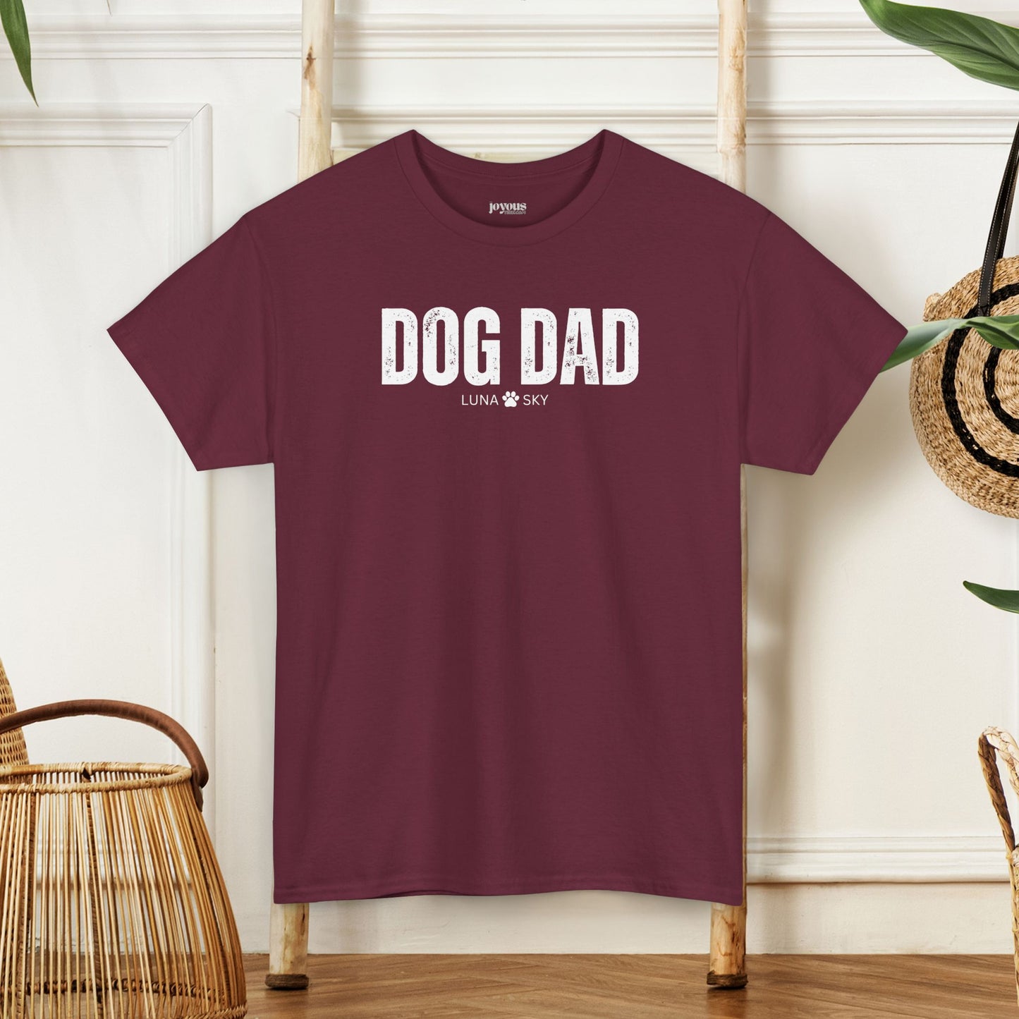 Custom Dog Dad Heavy Cotton Tee with Dogs Name - Personalized Dog Lover Gift