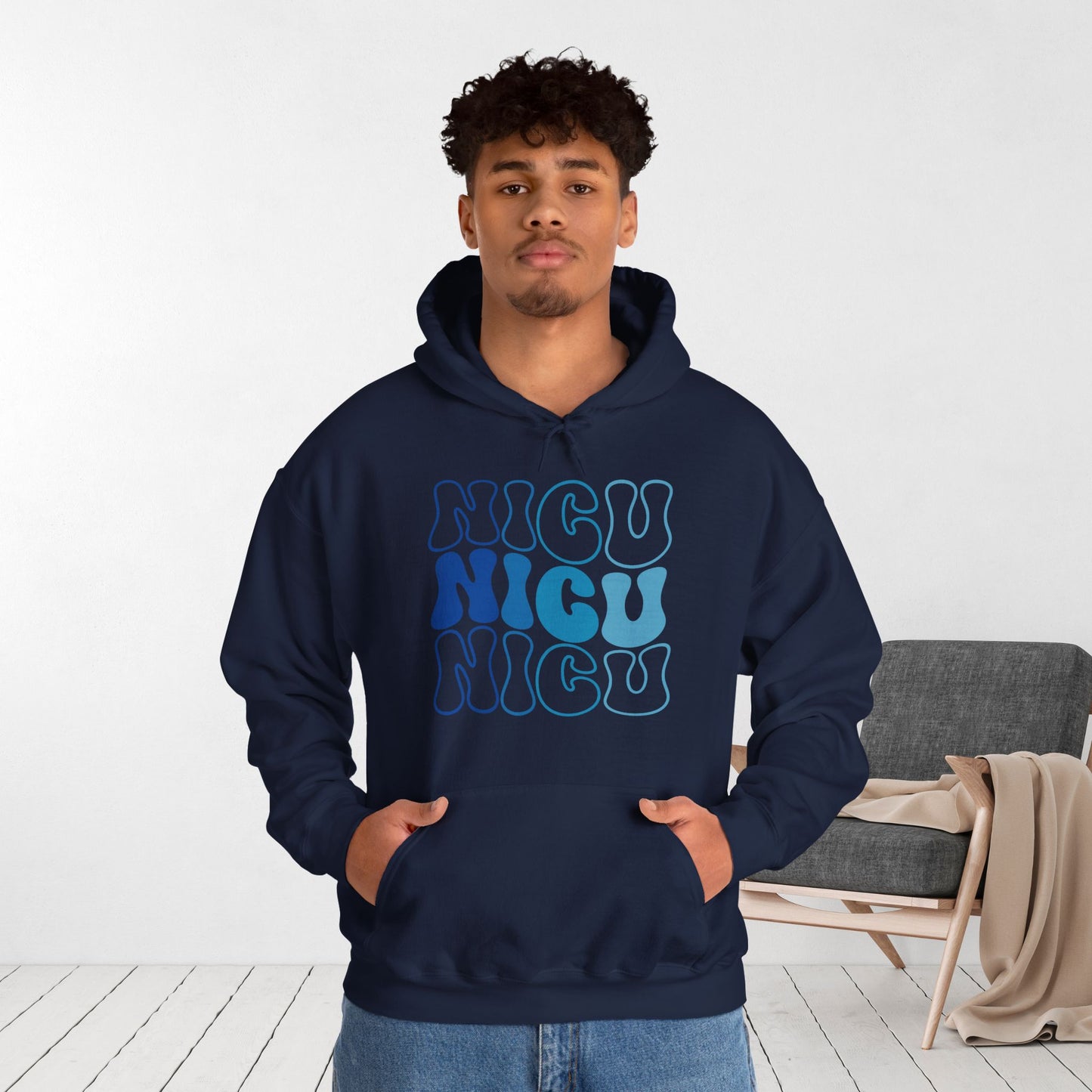 Groovy Blue NICU Hoodie - Neonatal ICU Nurse Hoodie