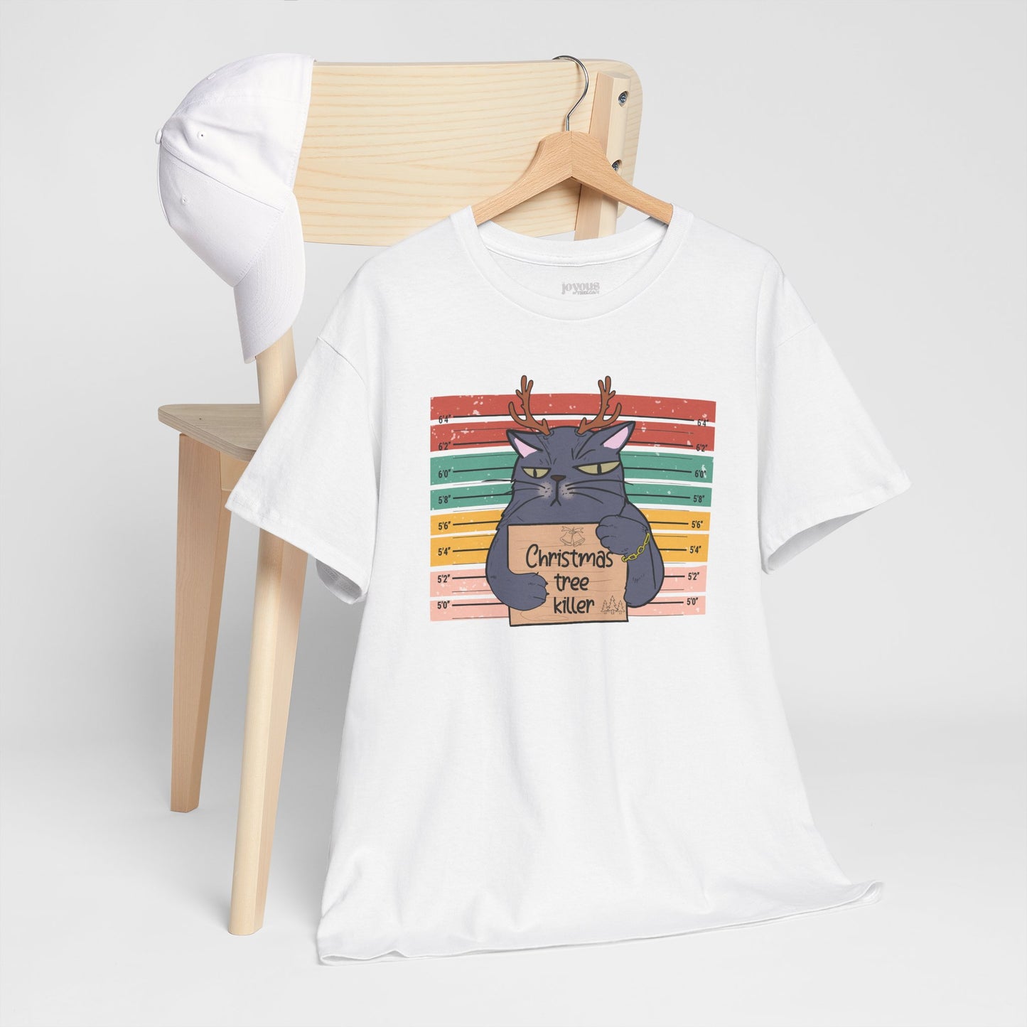 Christmas Tree Killer Funny Cat Christmas Heavy Cotton Tee - Cat Lovers Christmas Gift