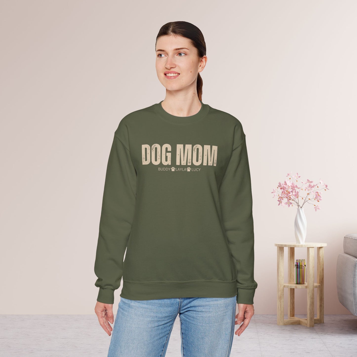 Custom Dog Mom Sweatshirt with Dogs Name - Personalized Gift for Dog Mom