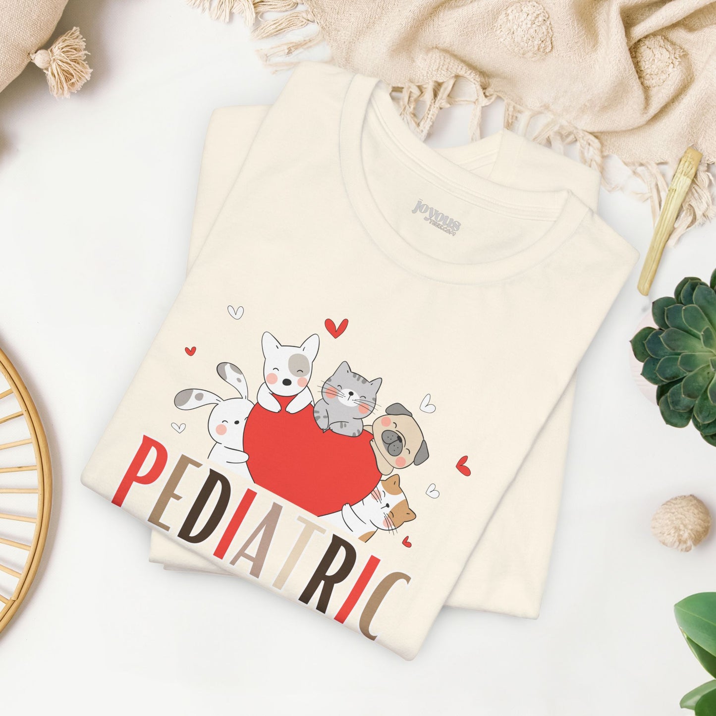 Pediatric Nurse Soft Cotton Tee with Cute Dogs and Cats for PEDS Nurse