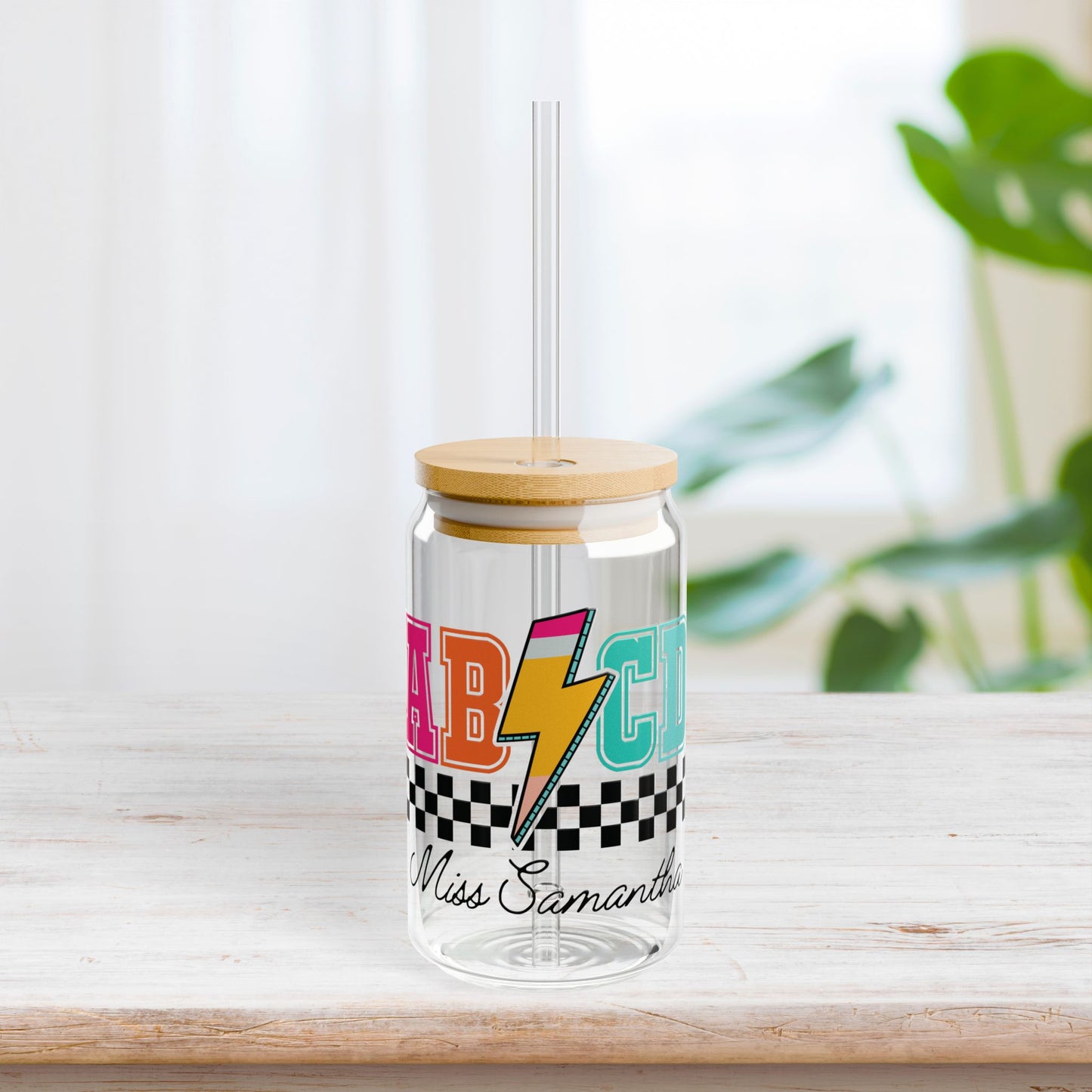 Personalized Teacher Sipper Glass - Custom Teacher Gifts A-Z