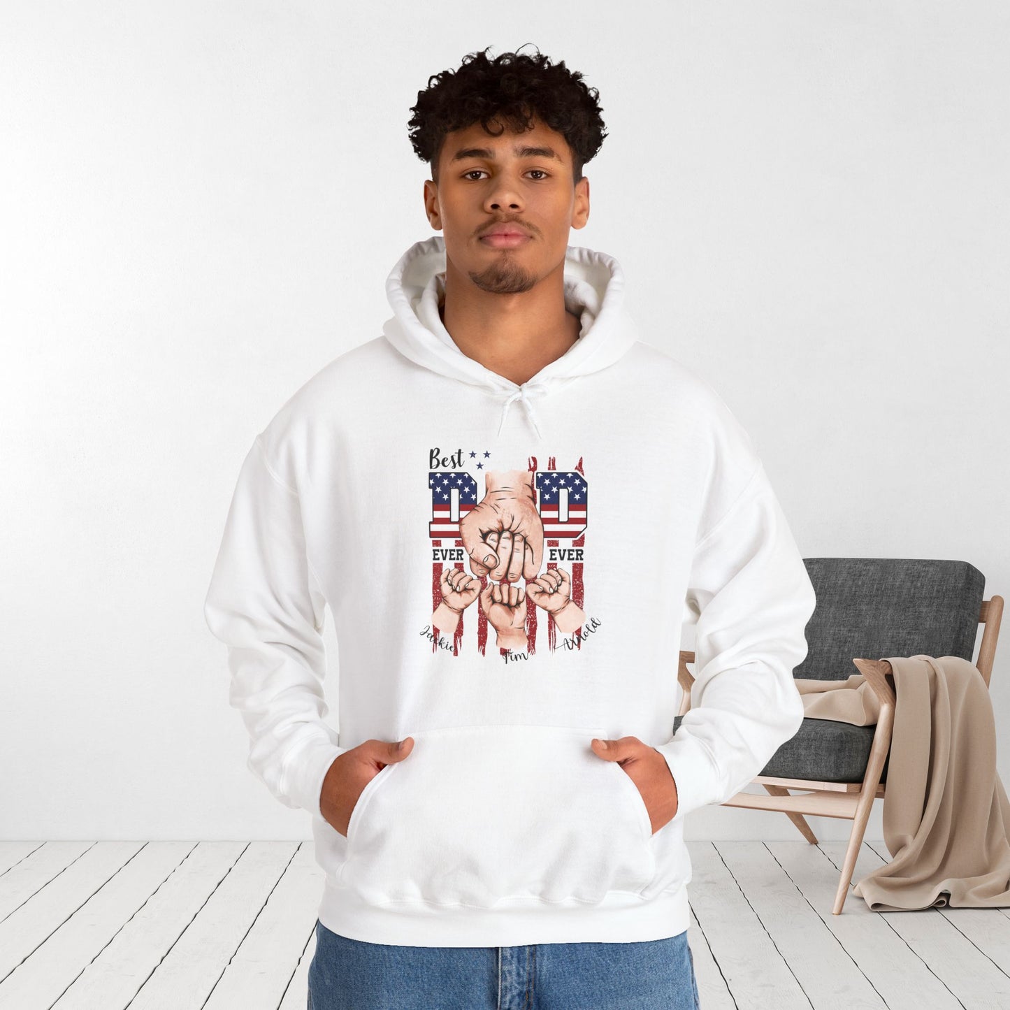 Custom Dad Hoodie with Kids Name - Personalized Gift for Dad