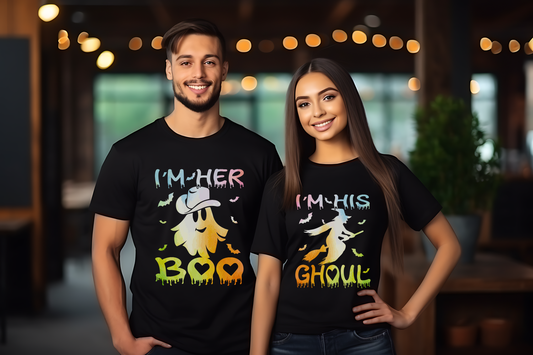 Funny Halloween Matching Couples T-shirt Bundle 07