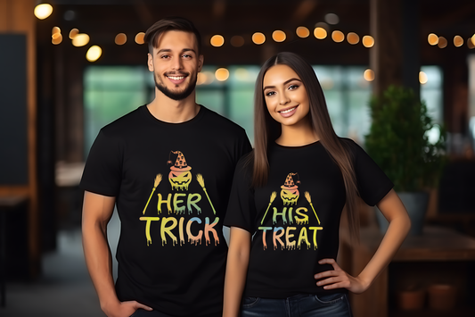 Funny Halloween Matching Couples T-shirt Bundle 08