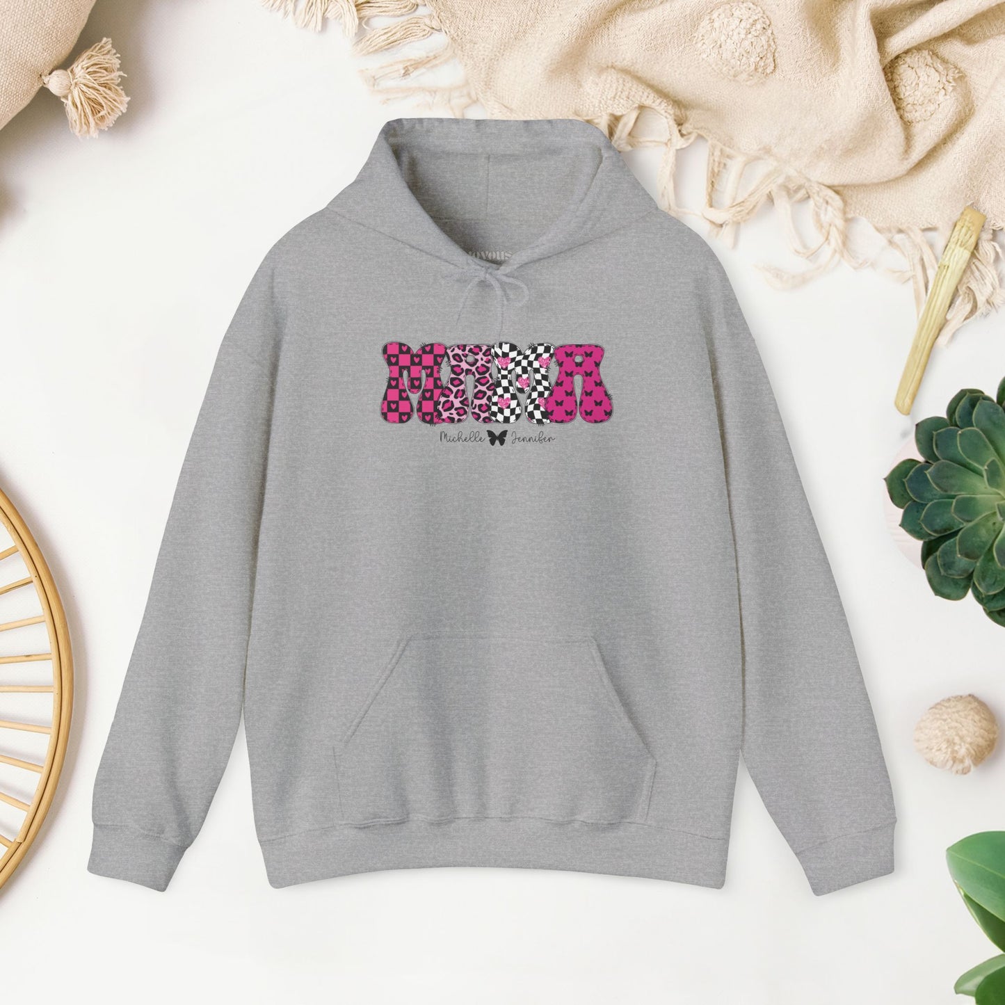 Custom Mama Hoodie with Kids Name - Personalized Gift for Mom