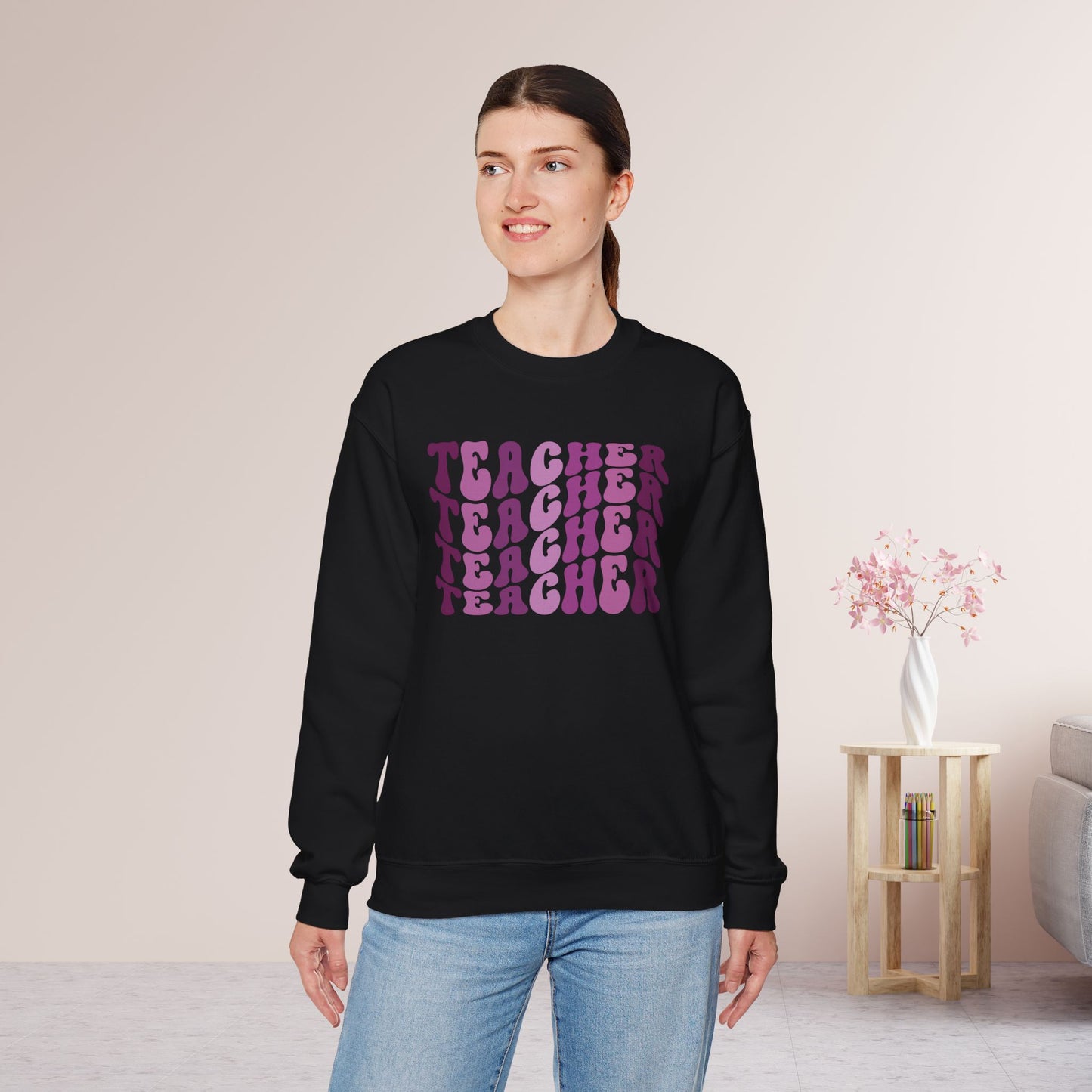 Groovy Purple Teacher Sweatshirt for School Teachers