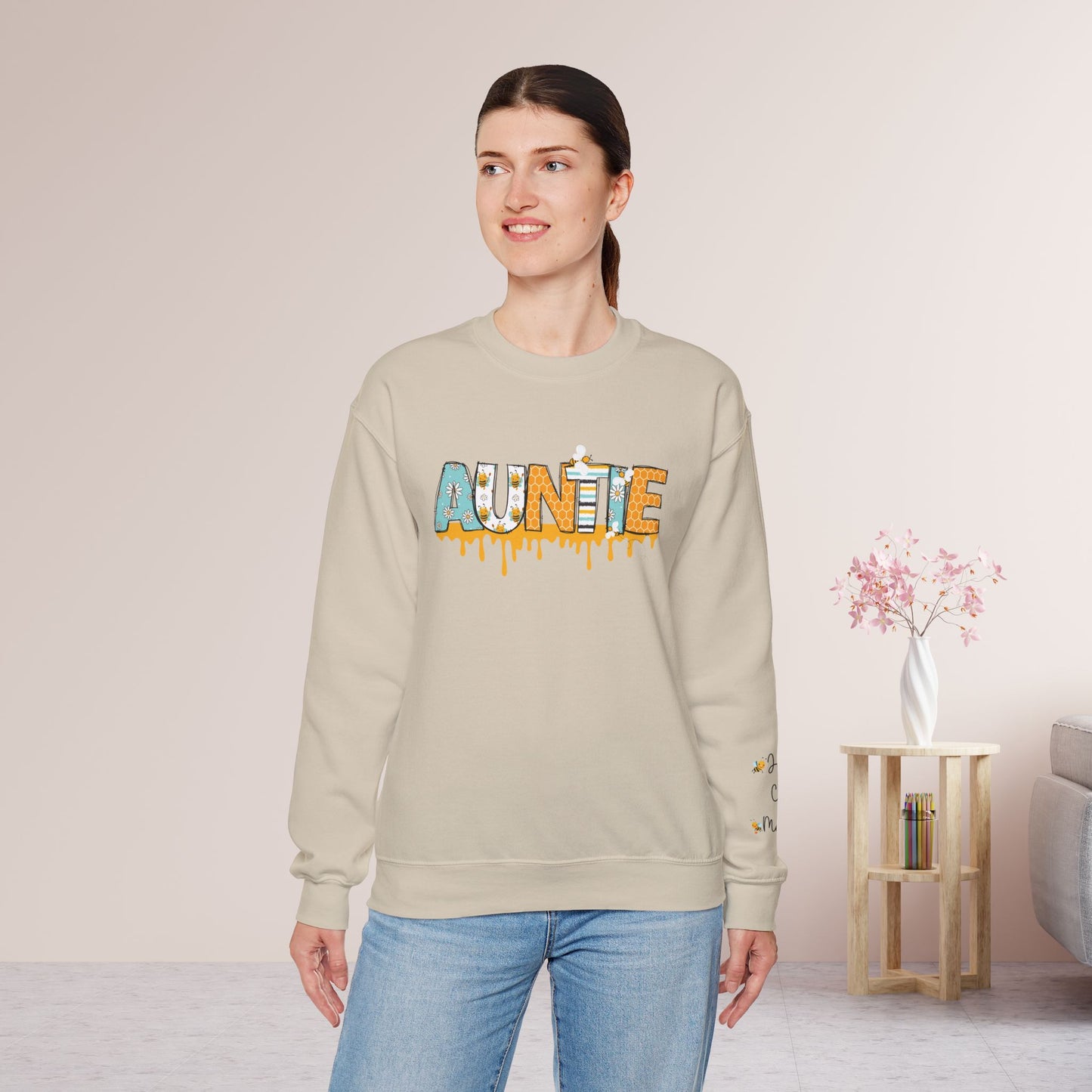 Custom Auntie Sweatshirt with Kids Name - Personalized Gift for Aunt