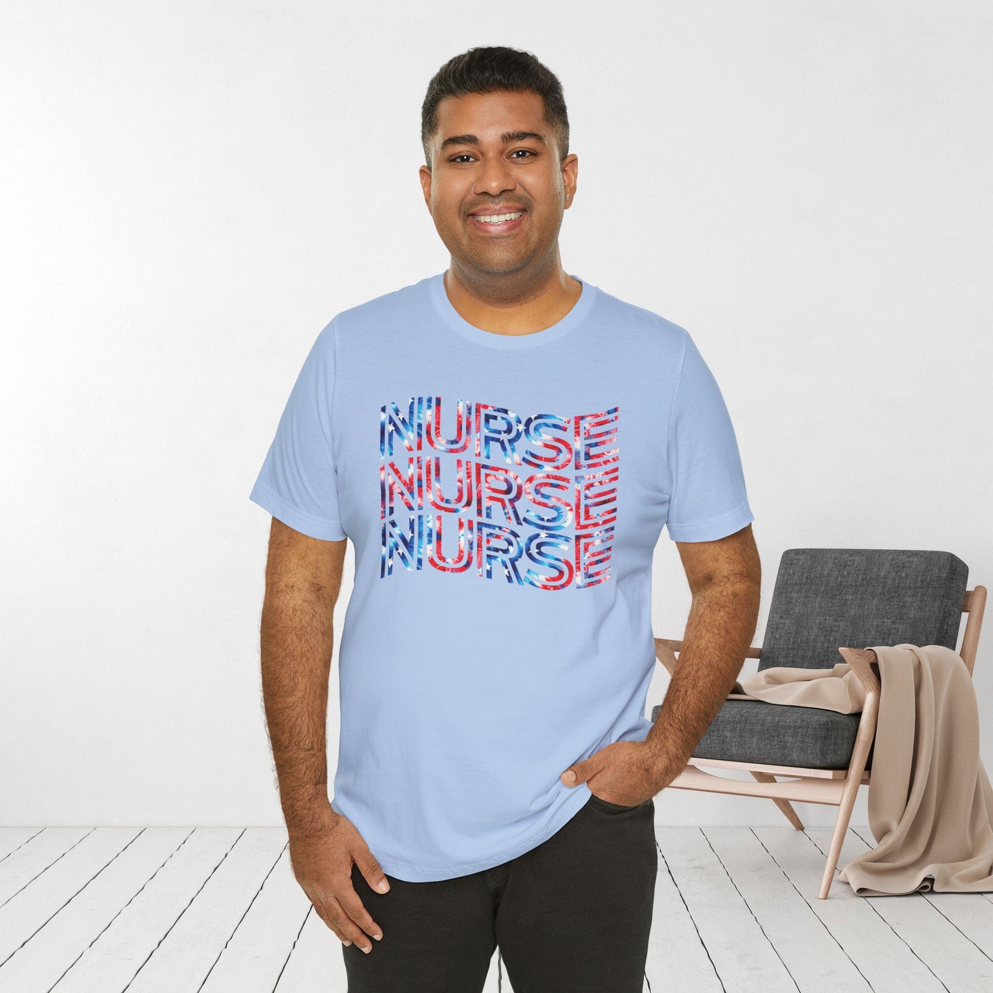 Wavy Patriotic Nurse Shirt - 4th of July Nurse Soft Cotton Tee