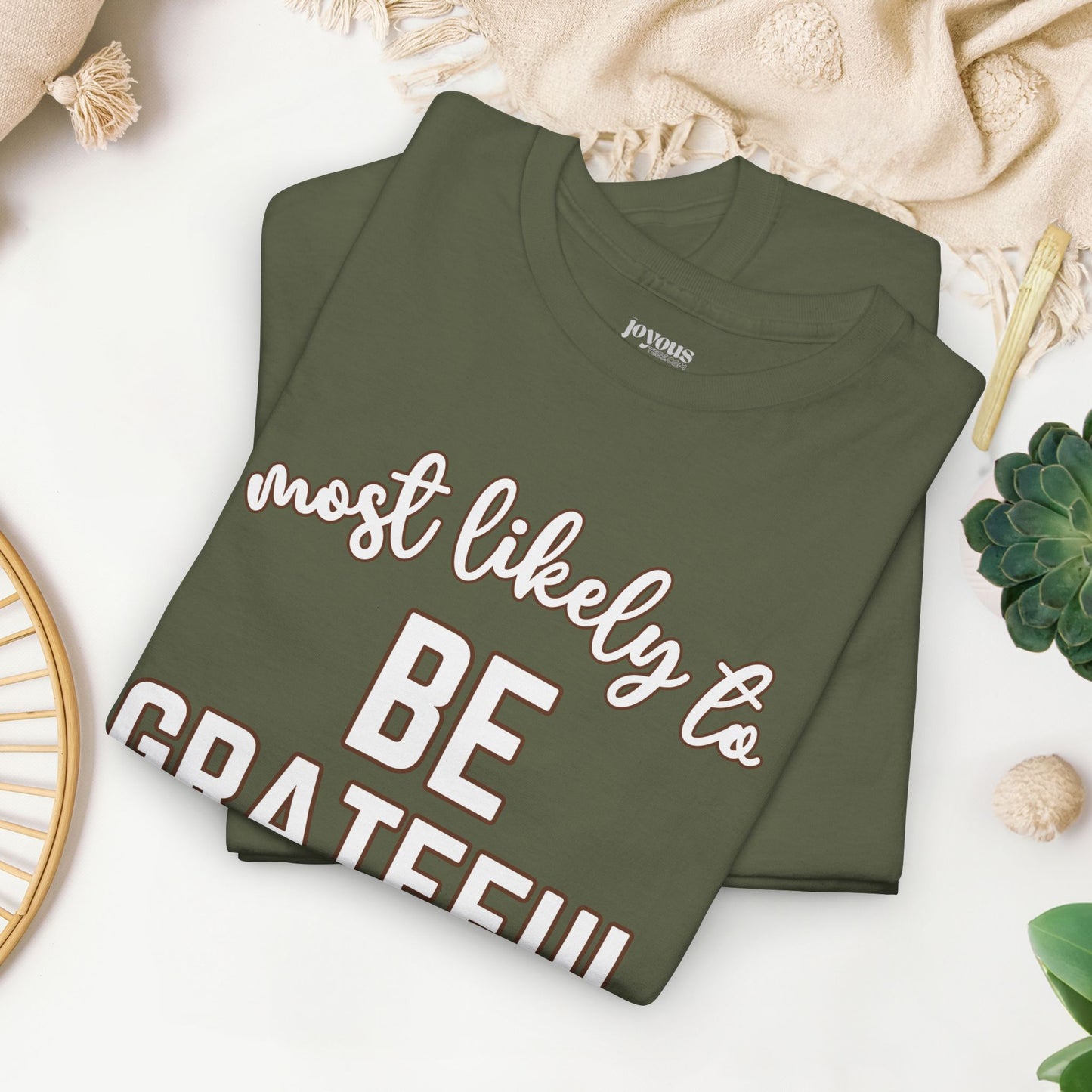 Funny Thanksgiving Shirt - Most Likely to Be Grateful Heavy Cotton Tee