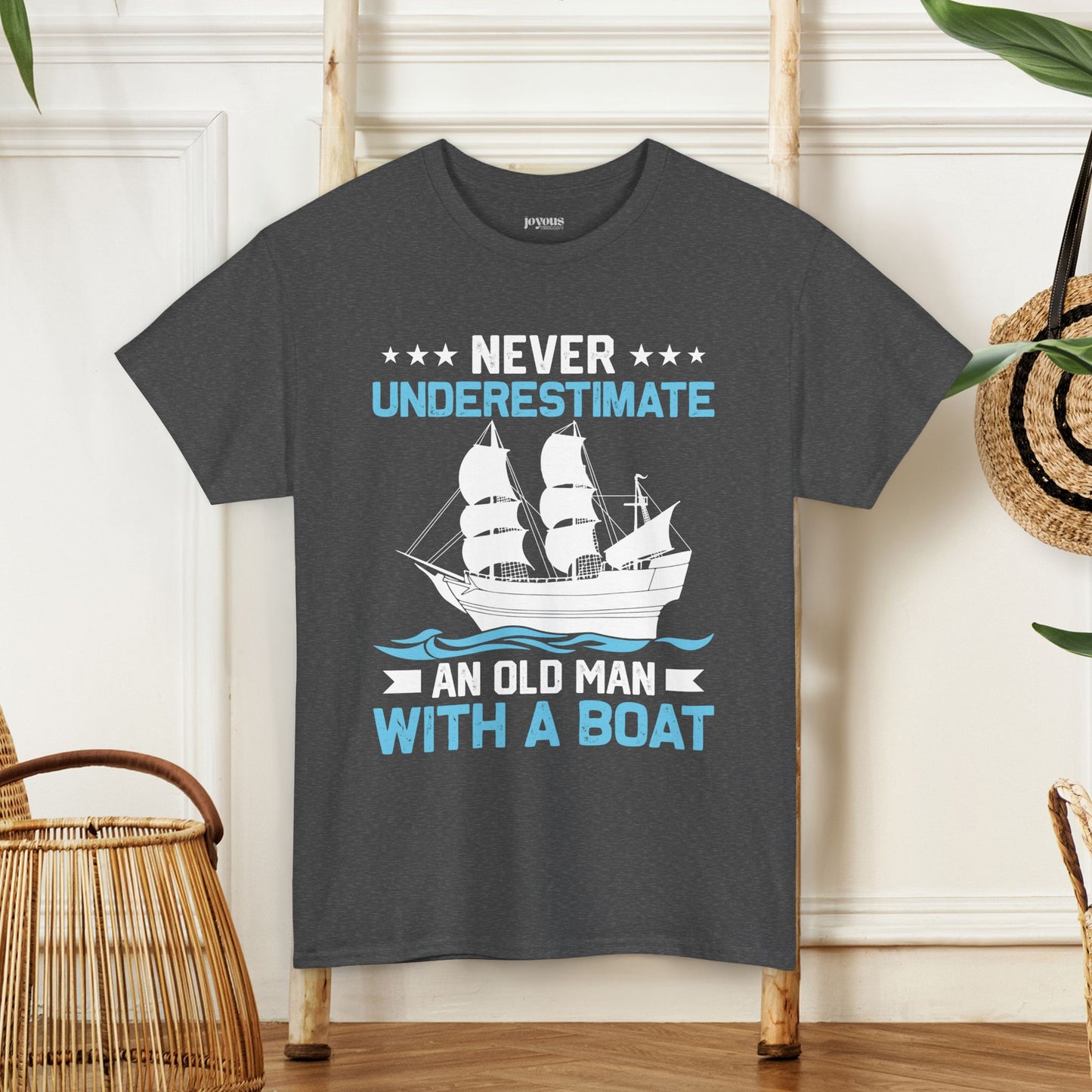 Old Man with a Boat T-Shirt - Funny Sailing Heavy Cotton Tee