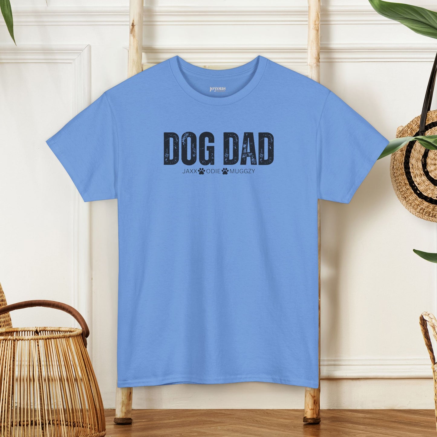 Custom Dog Dad Heavy Cotton Tee with Dogs Name - Personalized Dog Lover Gift