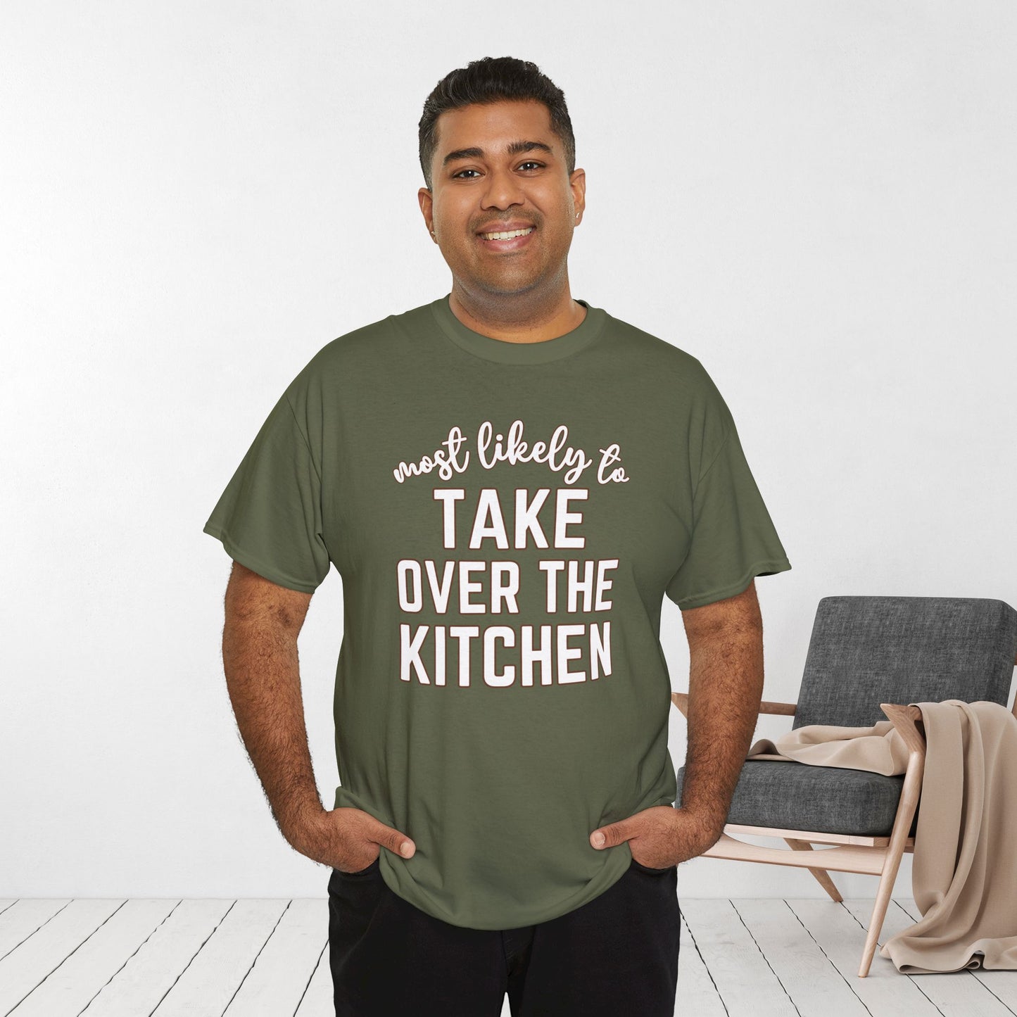 Funny Thanksgiving Shirt - Most Likely To Take Over the Kitchen Heavy Cotton Tee