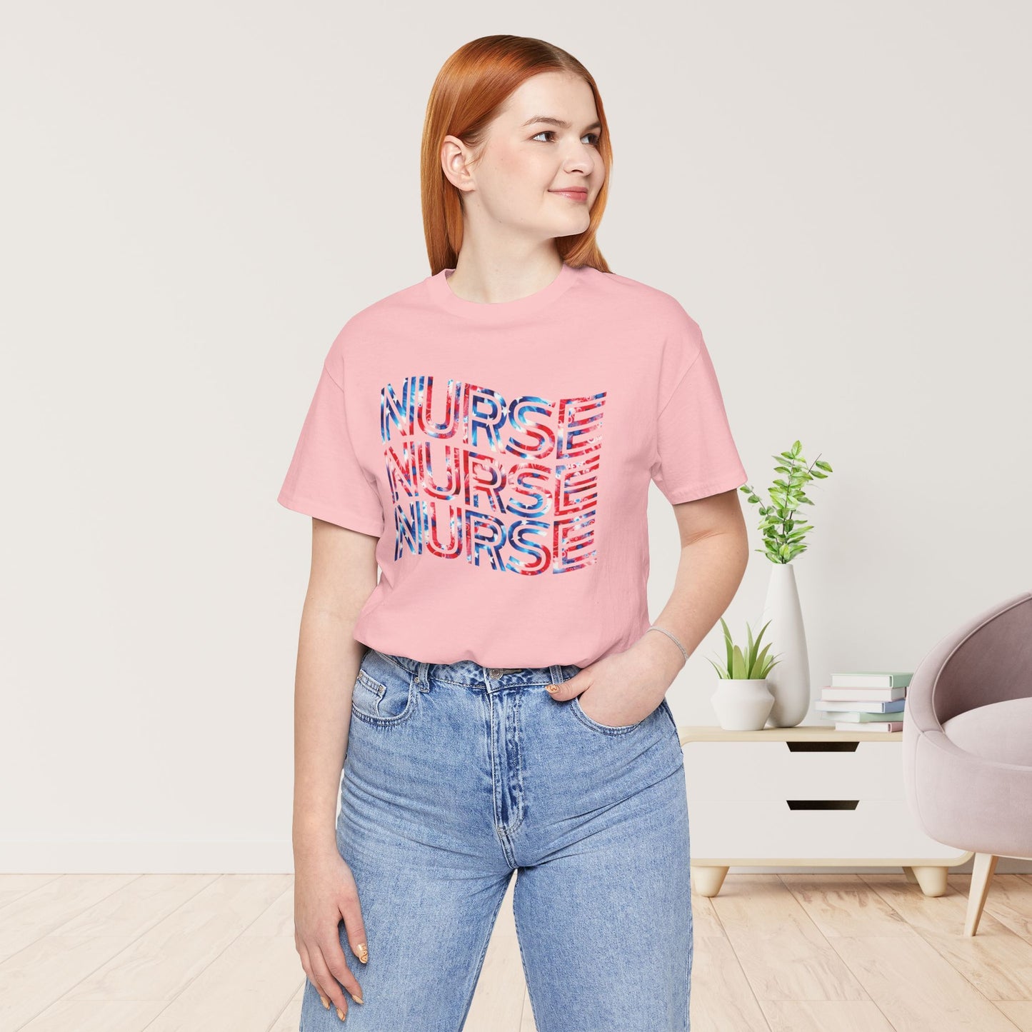 Wavy Patriotic Nurse Shirt - 4th of July Nurse Soft Cotton Tee