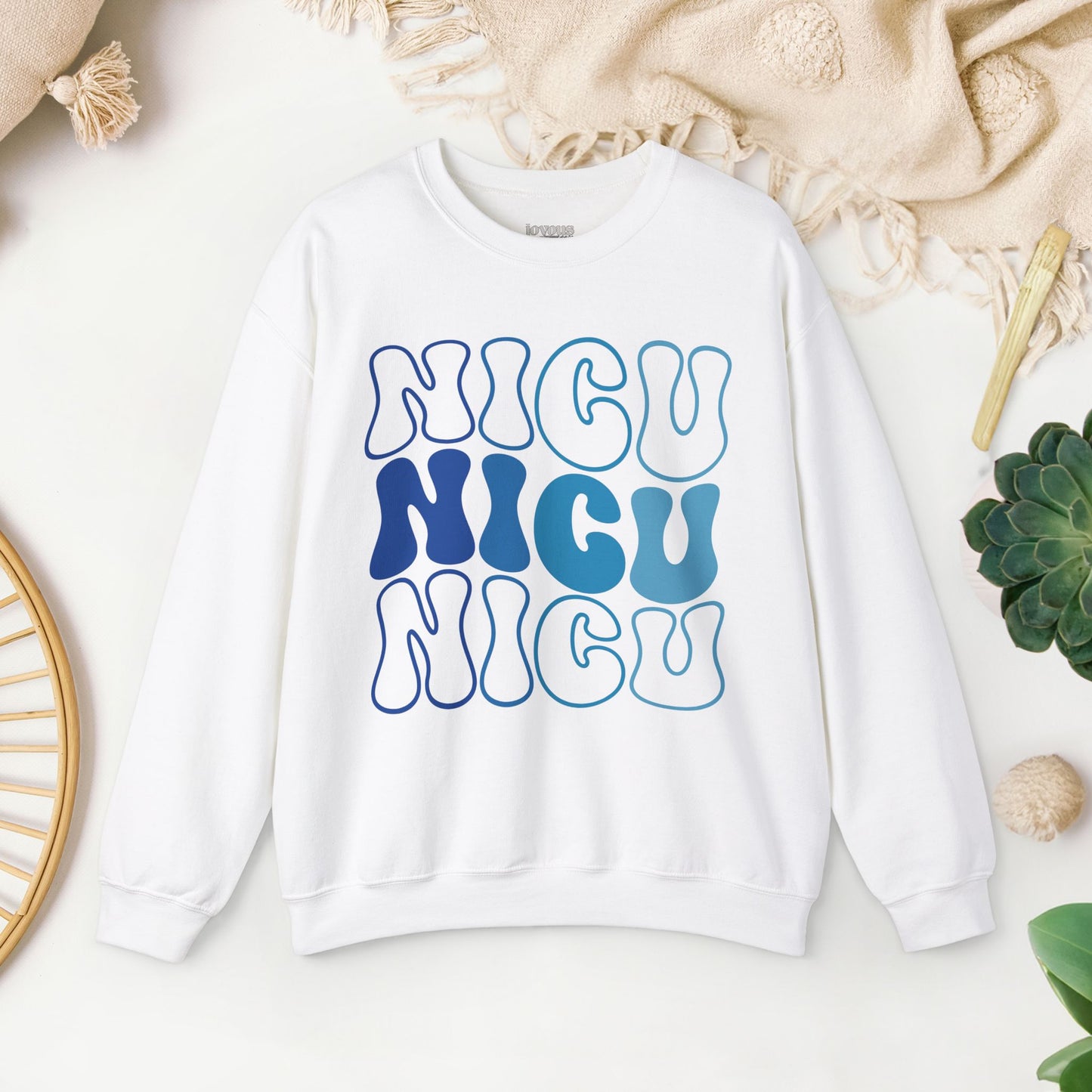 Groovy Blue NICU Sweatshirt - Neonatal ICU Nurse Sweater