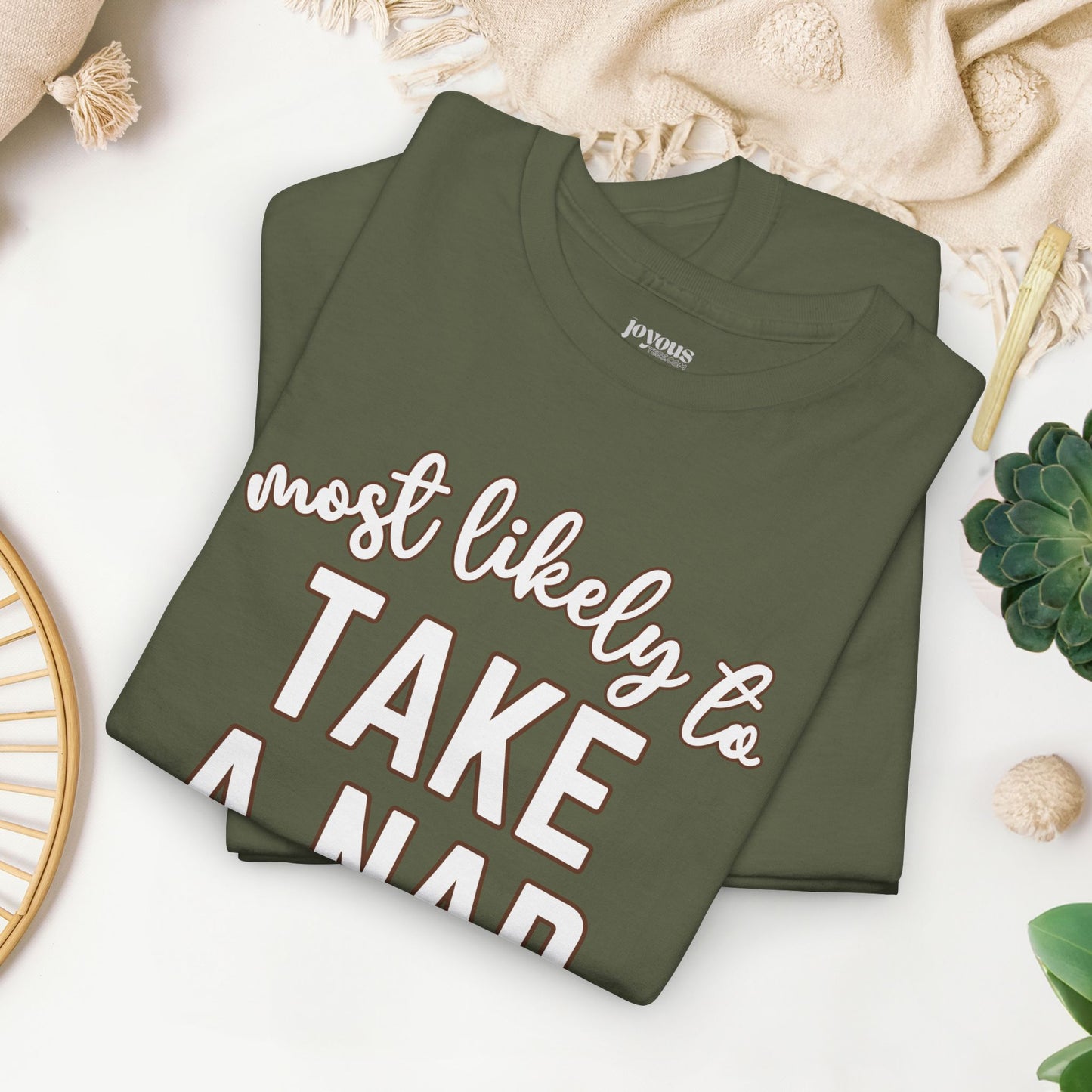 Funny Thanksgiving Shirt - Most likely to Take a Nap Heavy Cotton Tee