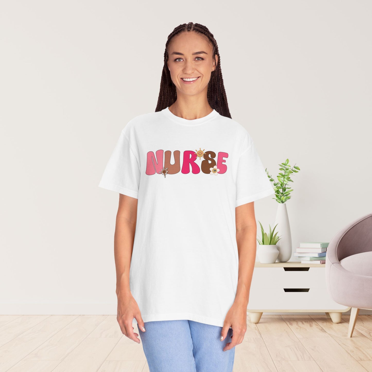 Comfort Colors Pink Groovy Nurse Shirt - It's a Beautiful Day to Save Lives Tee