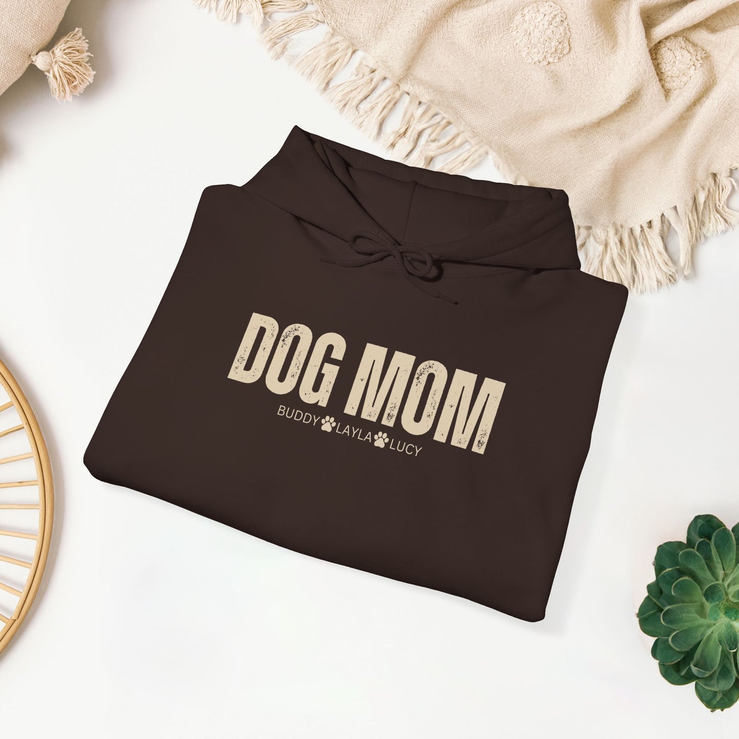 Custom Dog Mom Hoodie with Dogs Name - Personalized Gift for Dog Mom