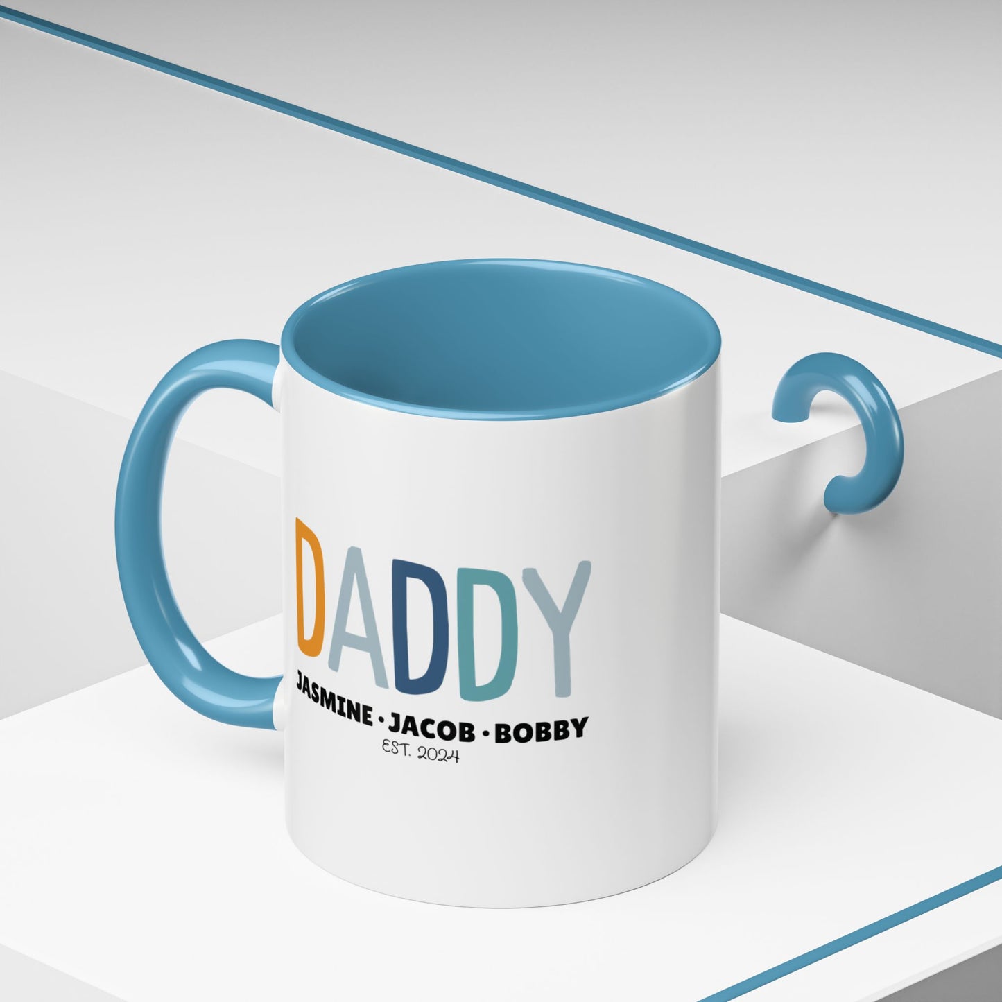 Personalized Daddy Coffee Mug with Kids Names - Custom Dad Gifts for Father's Day