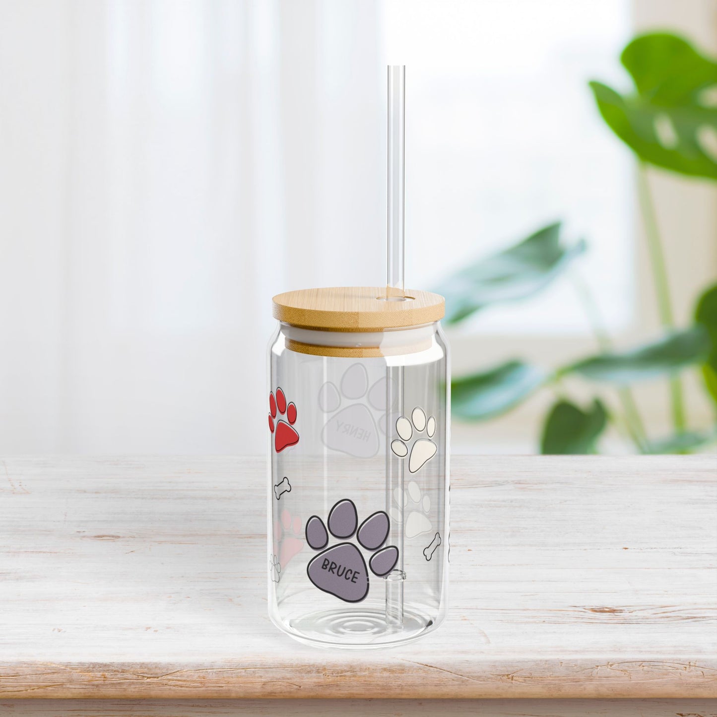 Personalized Dog Mom Sipper Glass with Names - Custom Dog Lovers Gifts