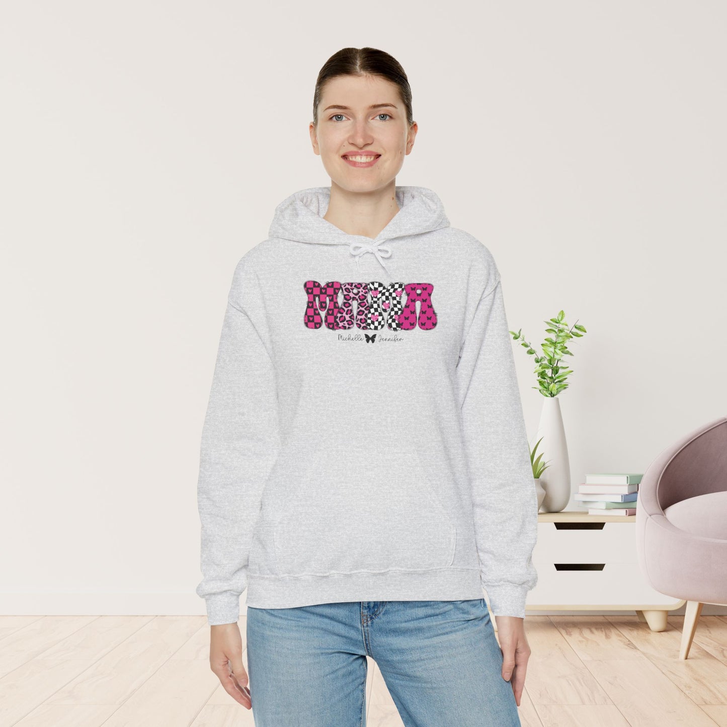 Custom Mama Hoodie with Kids Name - Personalized Gift for Mom