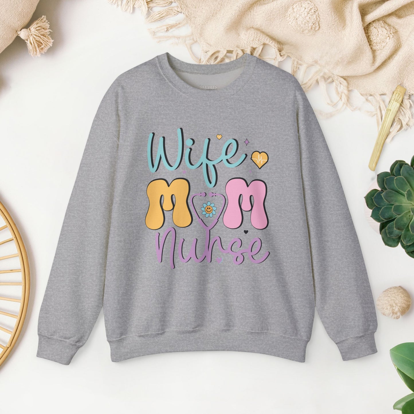 Wife Mom Nurse Sweatshirt - Groovy Nurse Sweatshirt