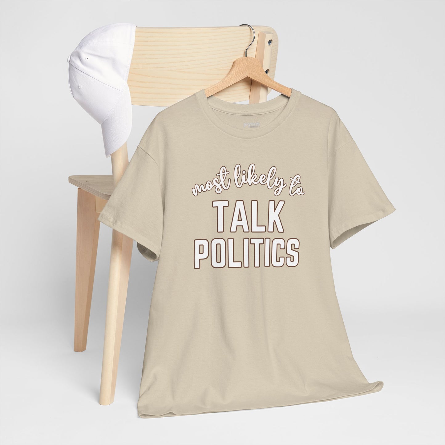 Funny Thanksgiving Shirt - Most Likely To Talk Politics Heavy Cotton Tee