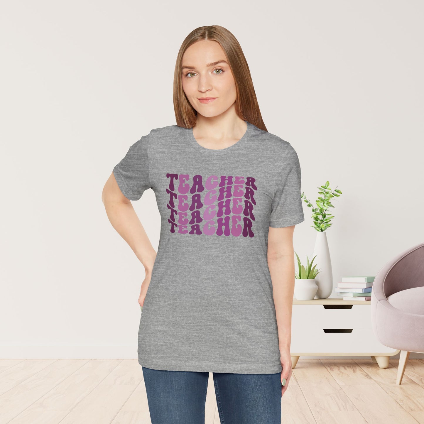 Groovy Purple Teacher Soft Cotton Tee for School Teachers