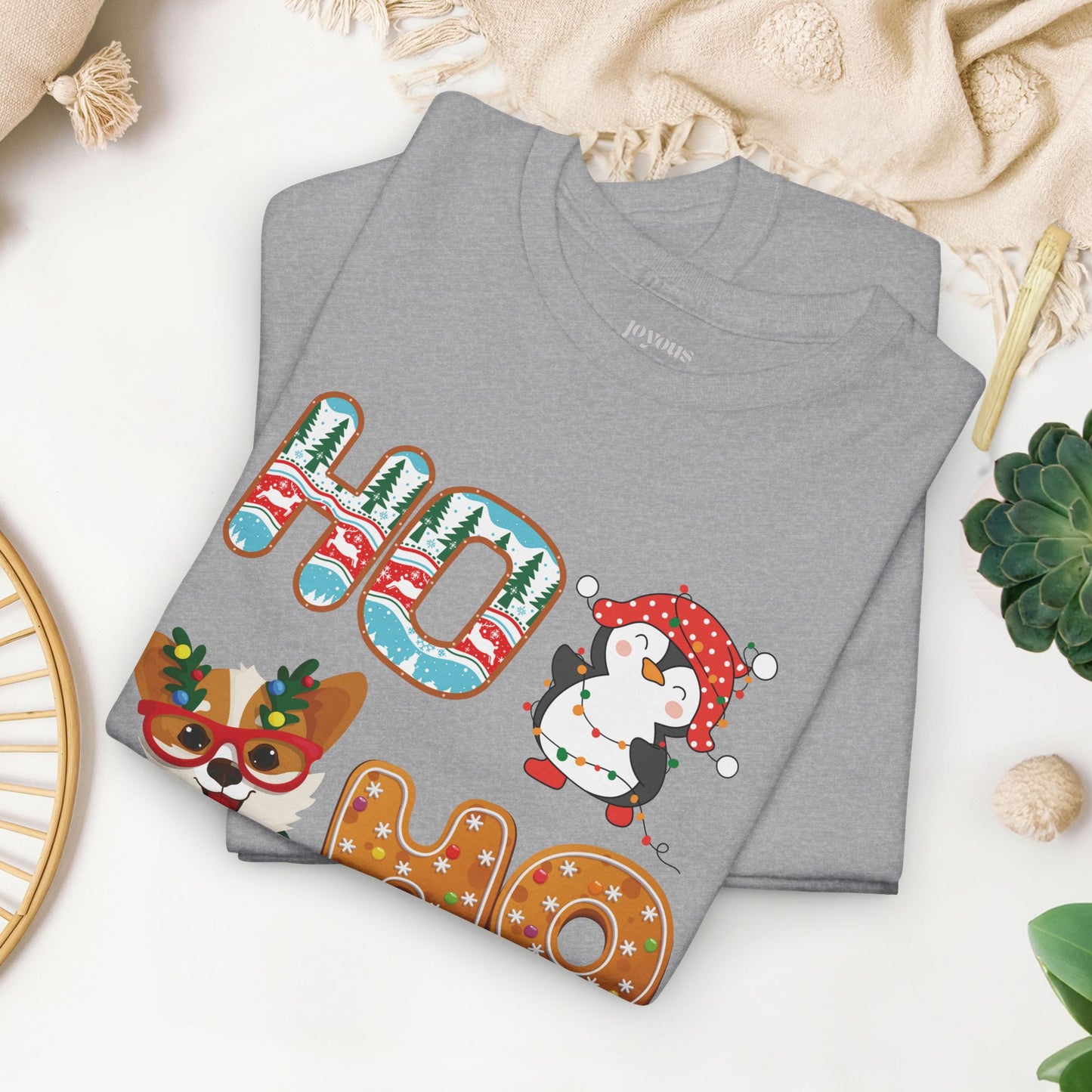 Ho Ho Ho Christmas Shirt - Matching Family Christmas Heavy Cotton Tee